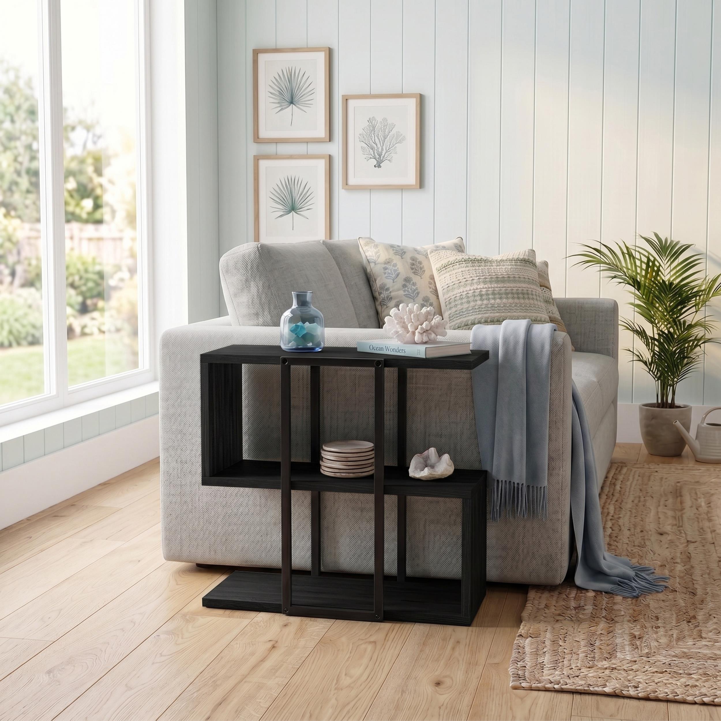 Stepped Side Table with Open Shelves – Living Room End Table