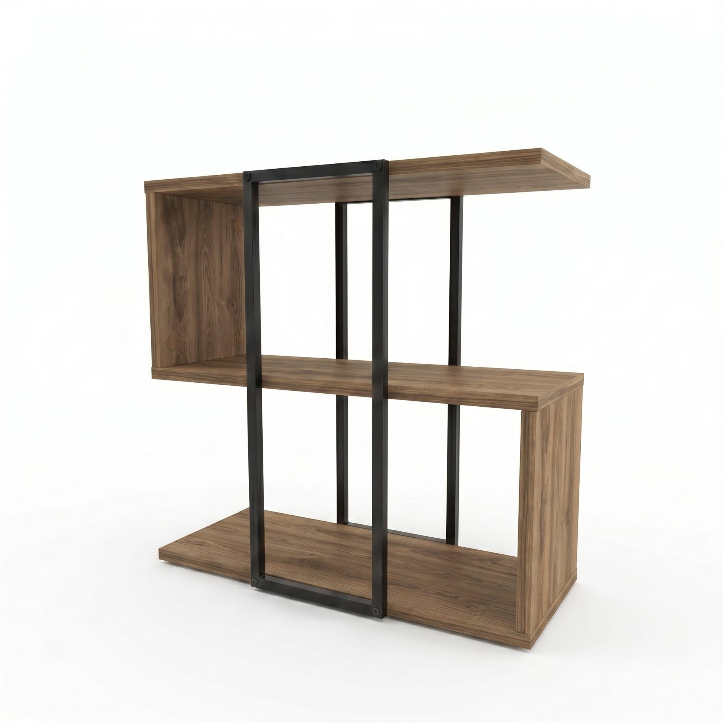 Stepped Side Table with Open Shelves – Living Room End Table