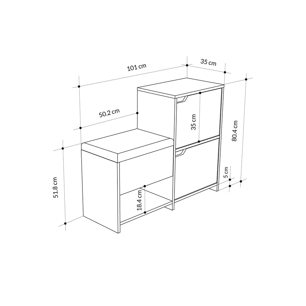 Shoe Bench – 101cm Stair-Shaped Hallway Storage with Seat