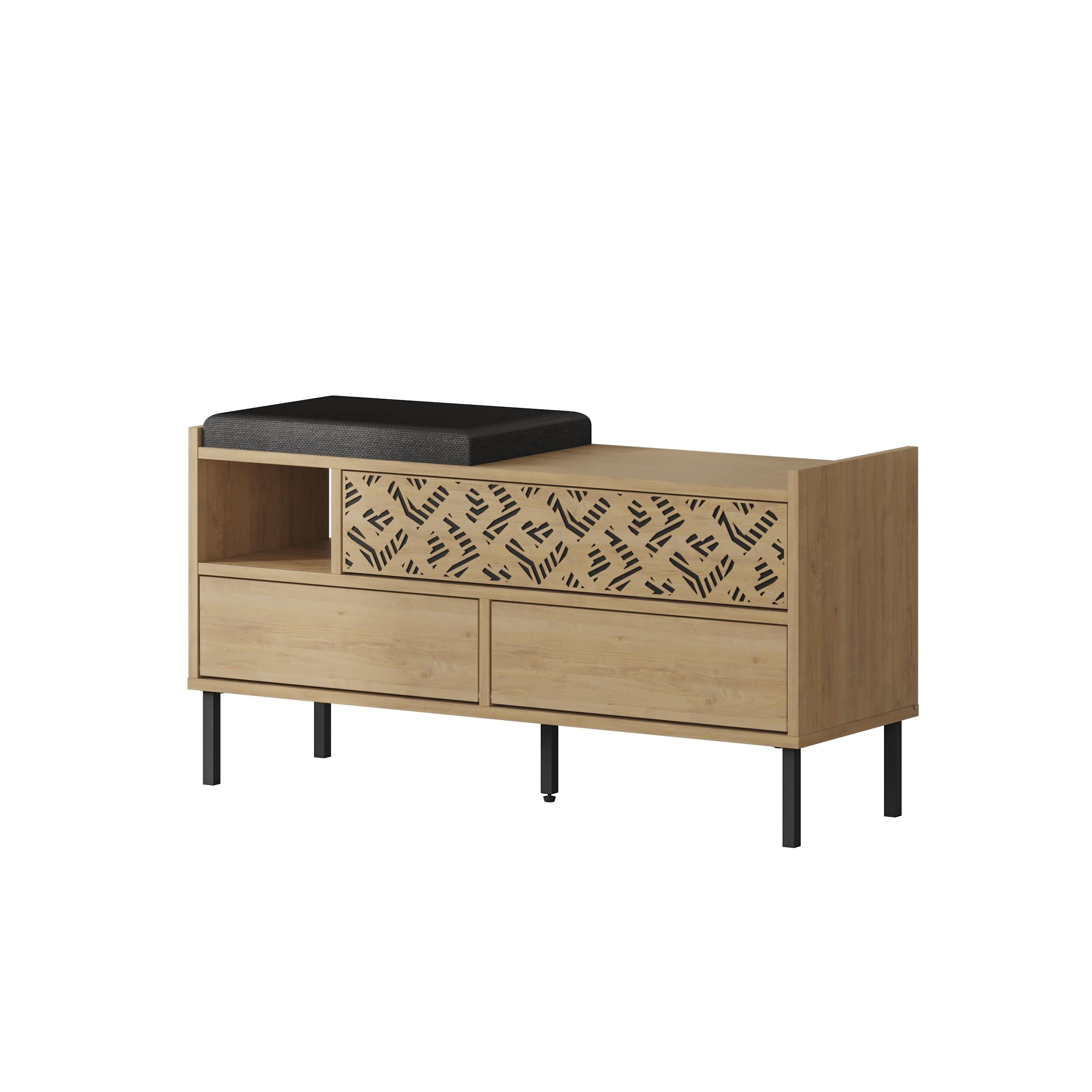 Heaton Modern Shoe Storage Bench – 3 Door Hallway Shoe Cabinet Seat