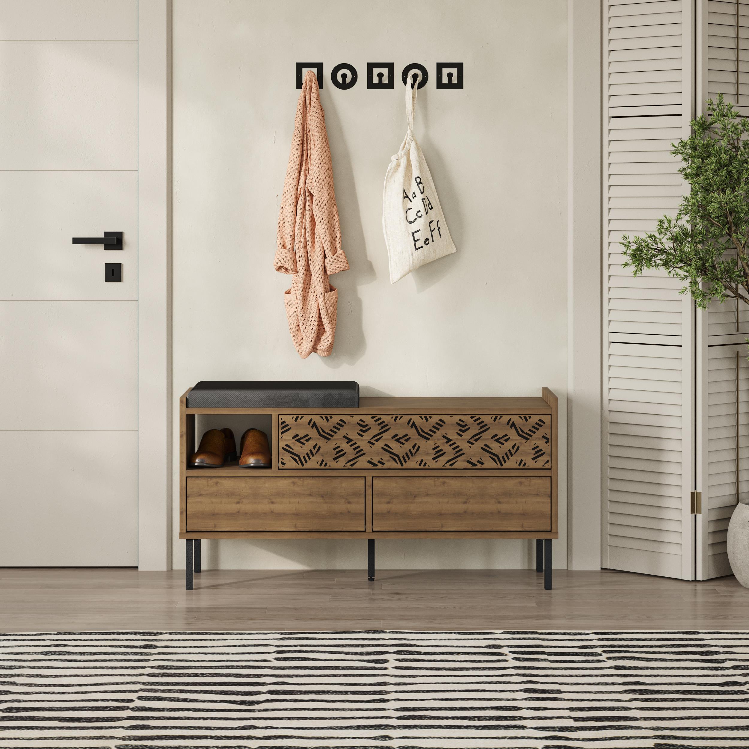 Heaton Modern Shoe Storage Bench – 3 Door Hallway Shoe Cabinet Seat