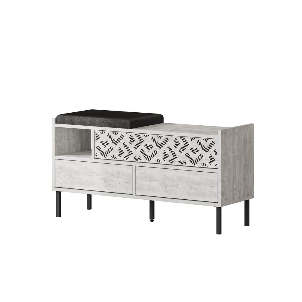 Heaton Modern Shoe Storage Bench – 3 Door Hallway Shoe Cabinet Seat