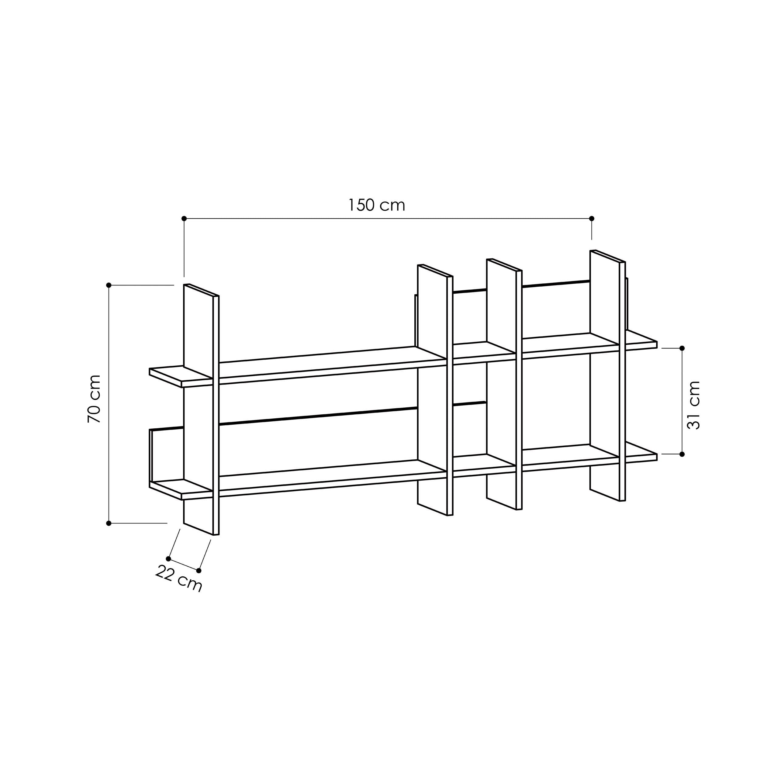 Beads Modern Wall Mounted Bookcase