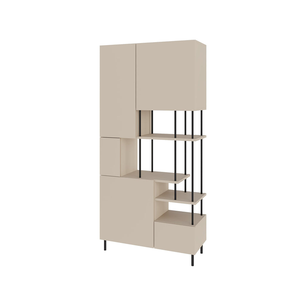 Key Bookcase – Modern 5 Door Storage Cabinet with Shelves