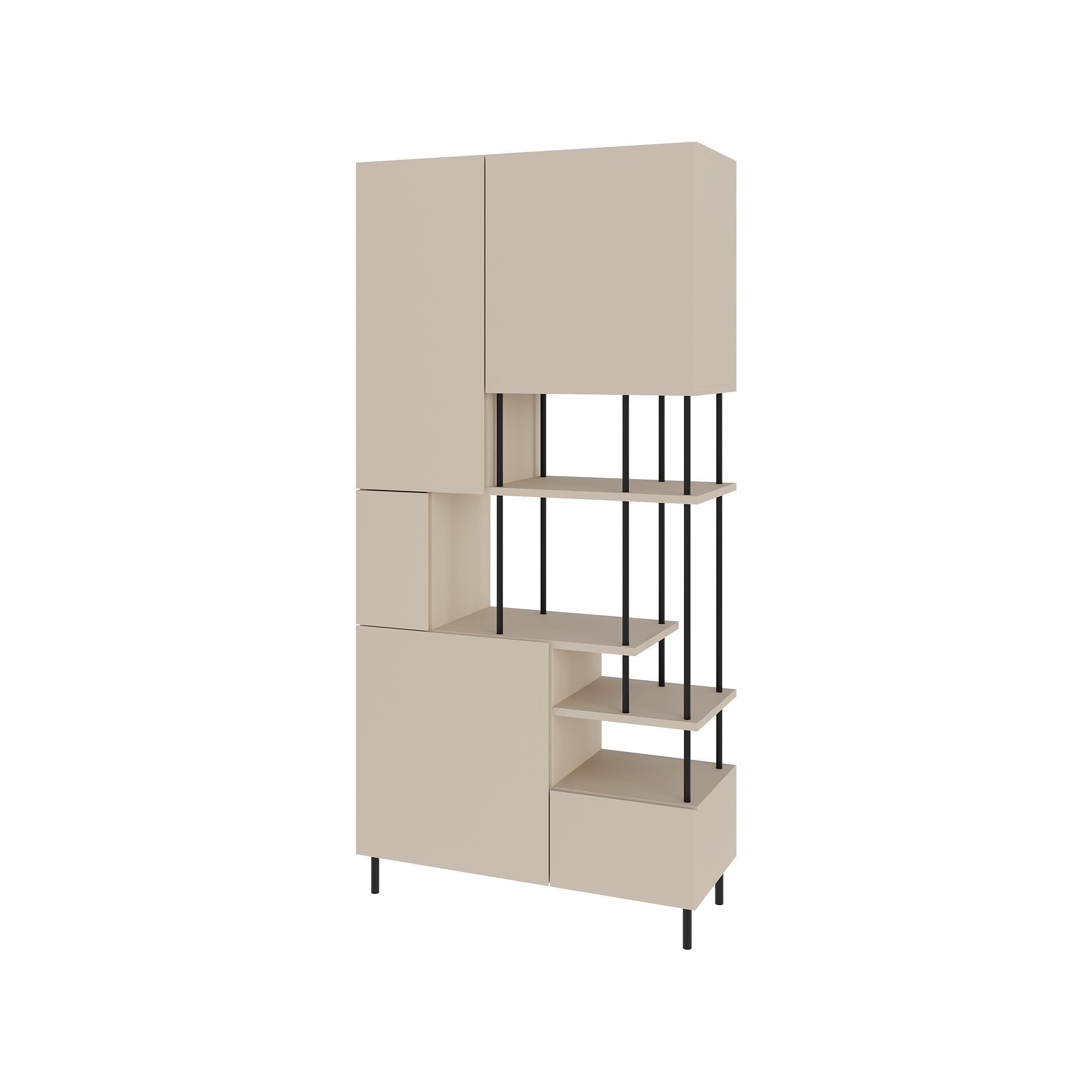 Key Bookcase – Modern 5 Door Storage Cabinet with Shelves