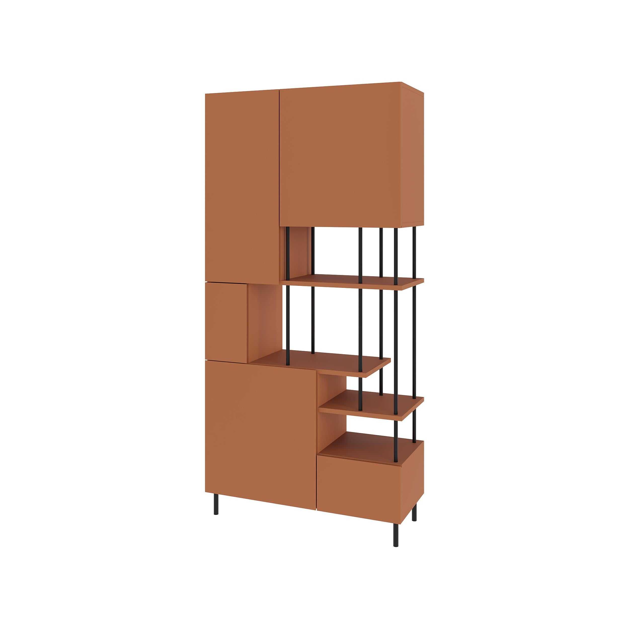 Key Bookcase – Modern 5 Door Storage Cabinet with Shelves