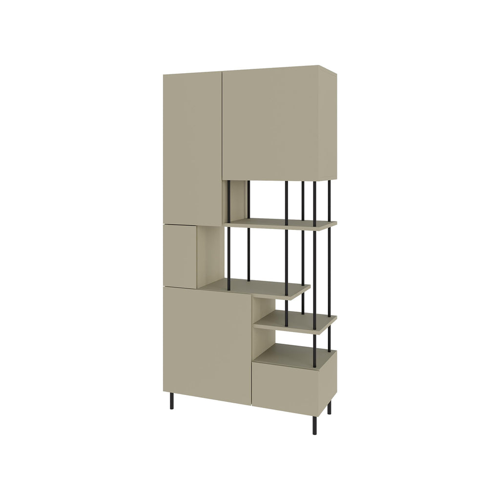 Key Bookcase – Modern 5 Door Storage Cabinet with Shelves