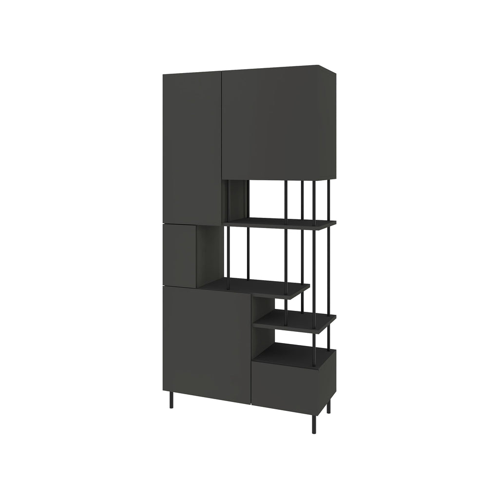 Key Bookcase – Modern 5 Door Storage Cabinet with Shelves