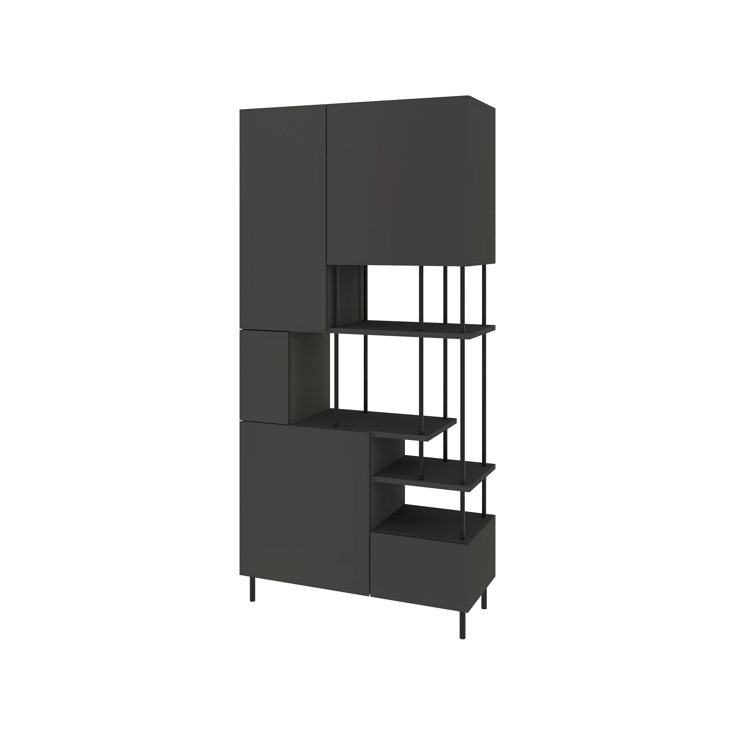 Key Bookcase – Modern 5 Door Storage Cabinet with Shelves