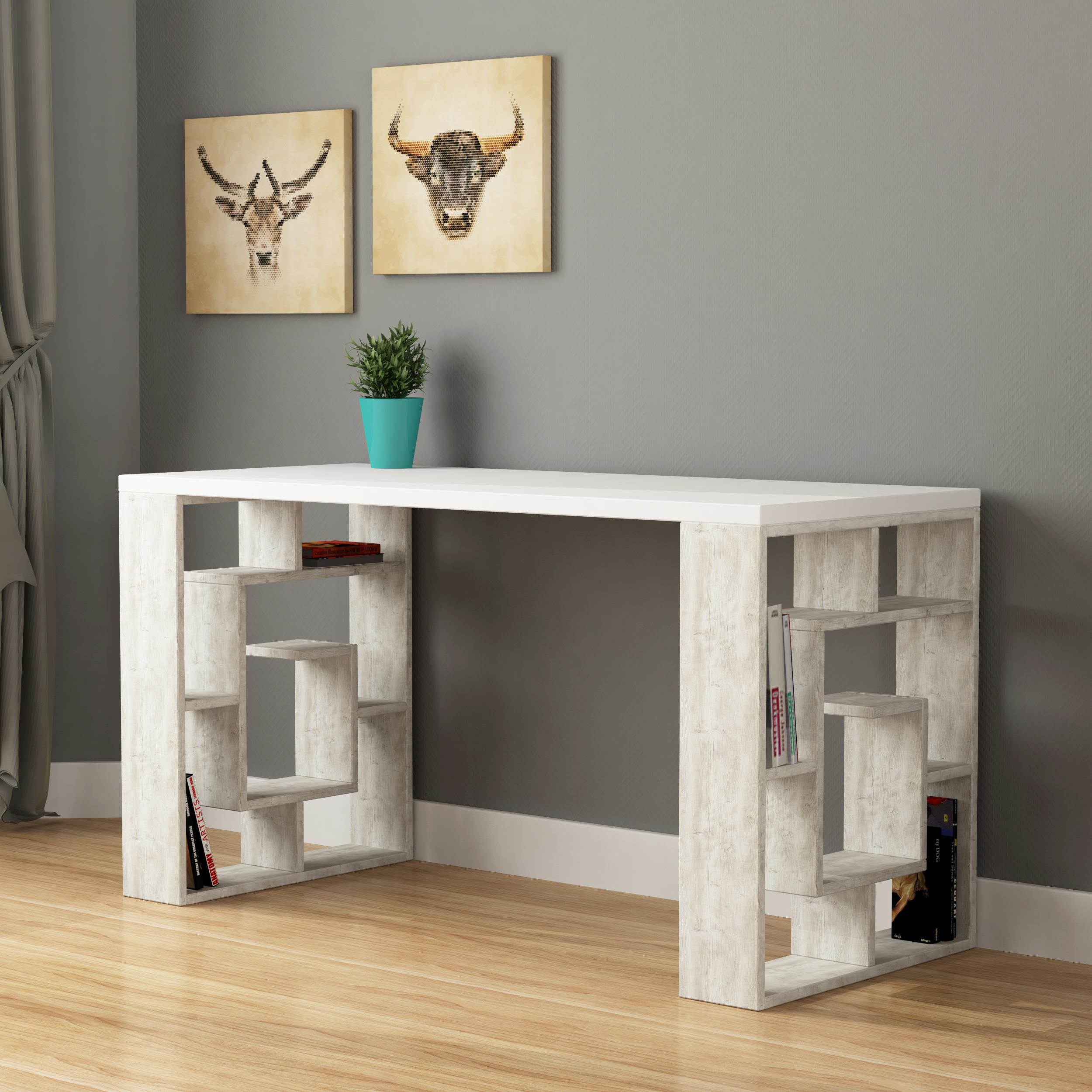 Modern Desk With Bookshelf Legs Width 137cm