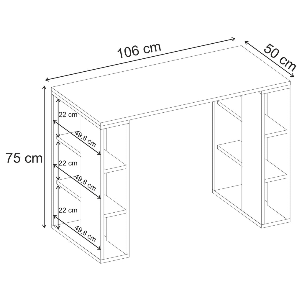 Colmar Study Desk – 106 cm – Modern Desk with Storage Shelves