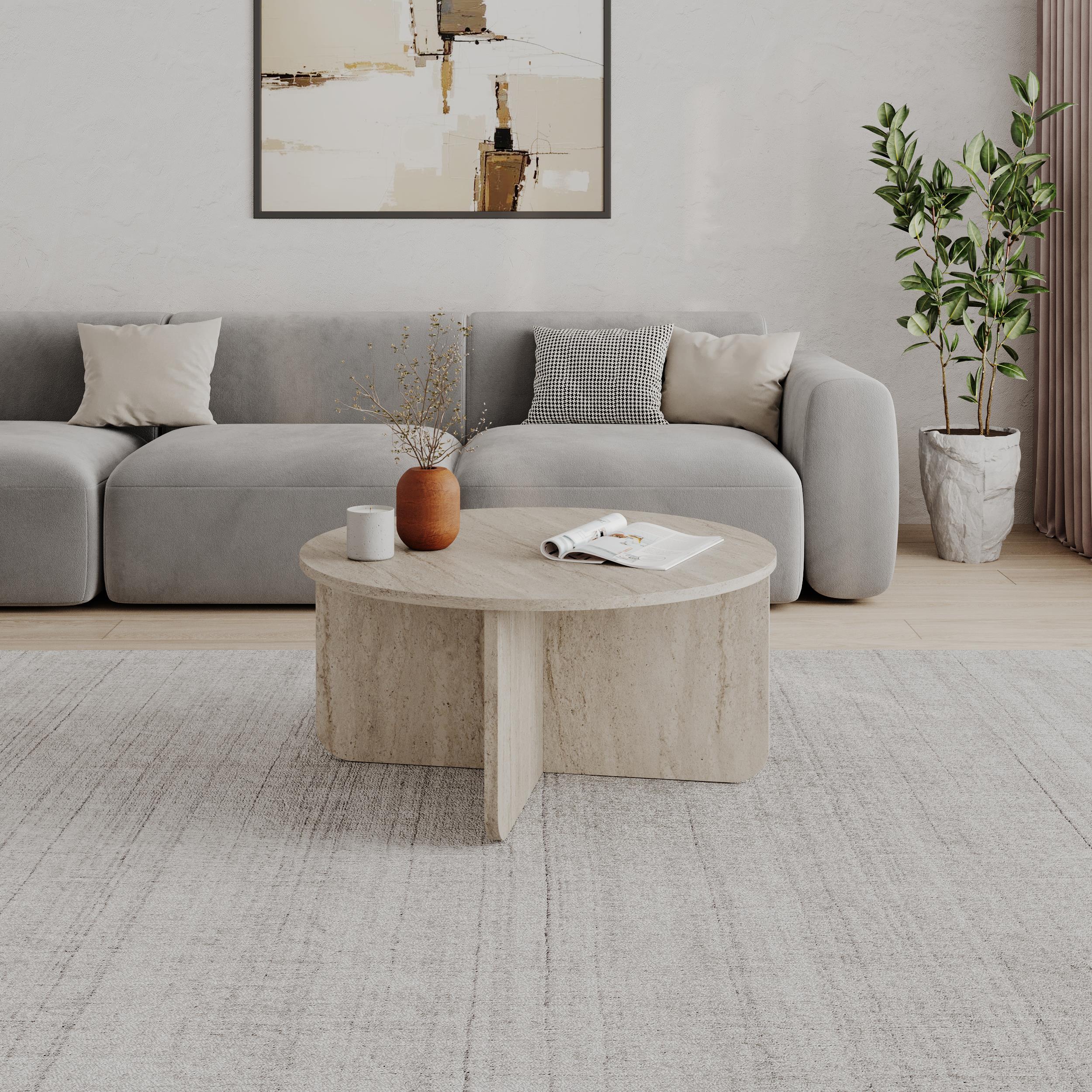 Hillary Round Coffee Table – 80 cm Modern Living Room Table