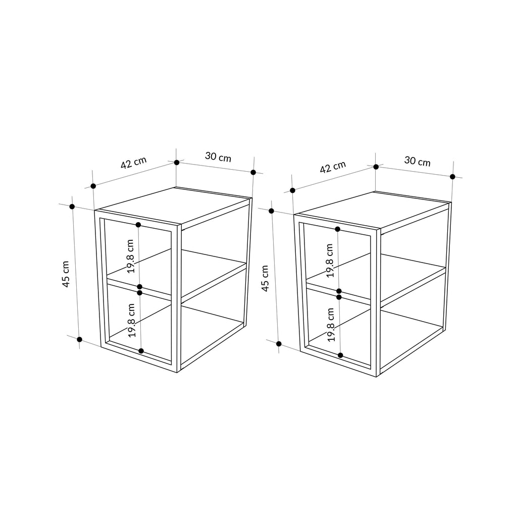 Side Table Double – Modern Sofa Side Table with Shelves