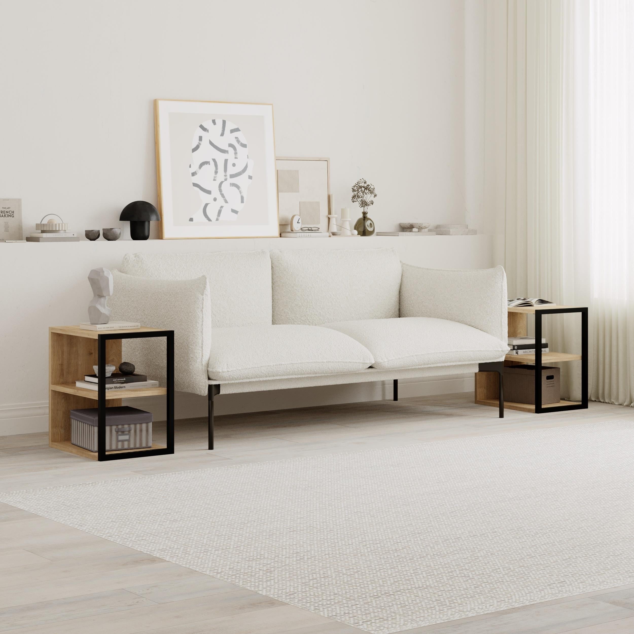 Side Table Double – Modern Sofa Side Table with Shelves