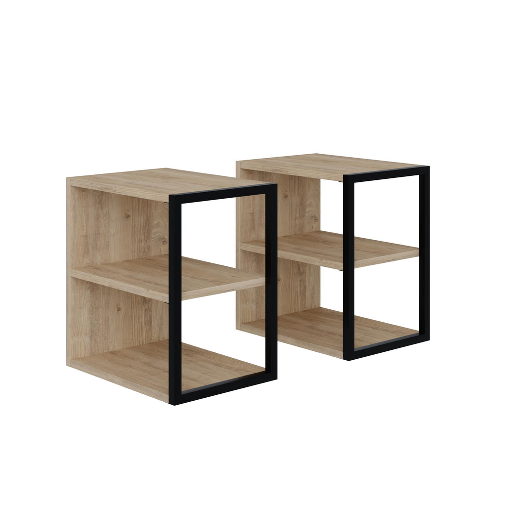 Side Table Double – Modern Sofa Side Table with Shelves