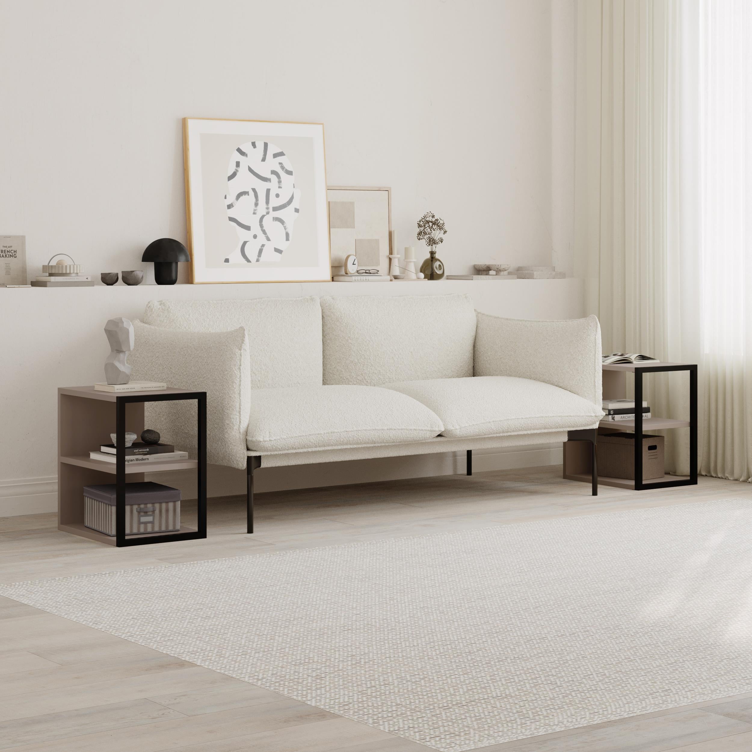 Side Table Double – Modern Sofa Side Table with Shelves