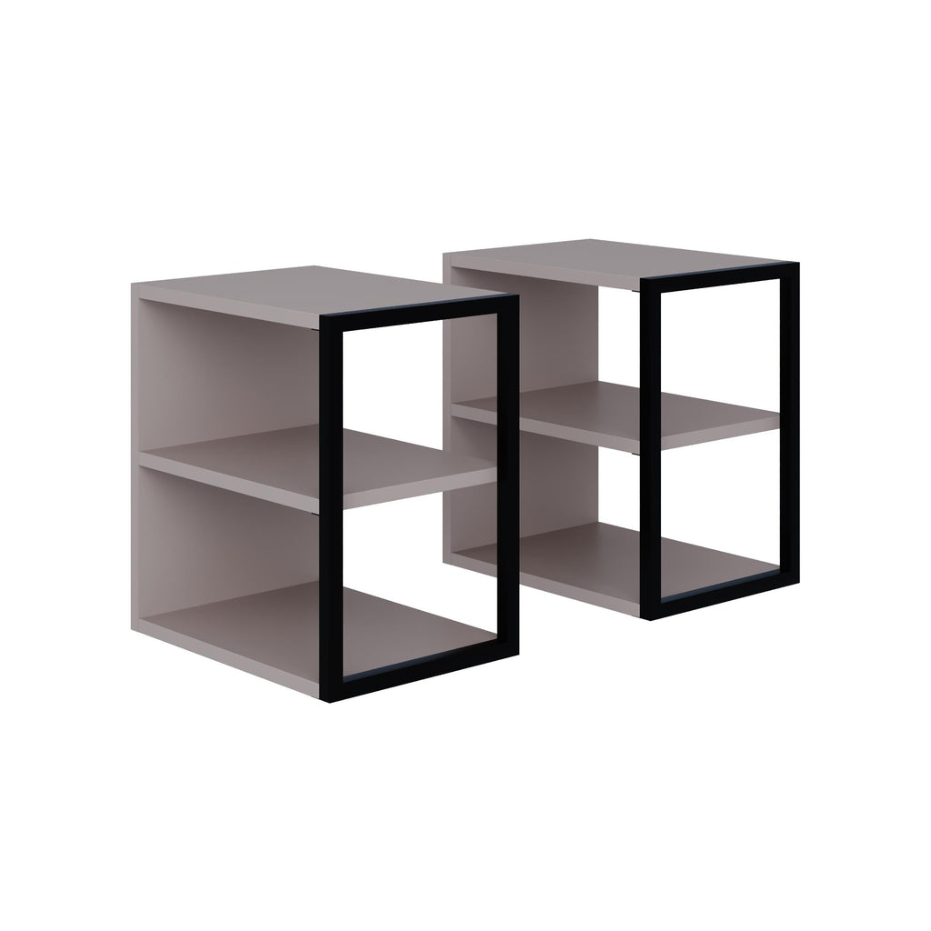 Side Table Double – Modern Sofa Side Table with Shelves