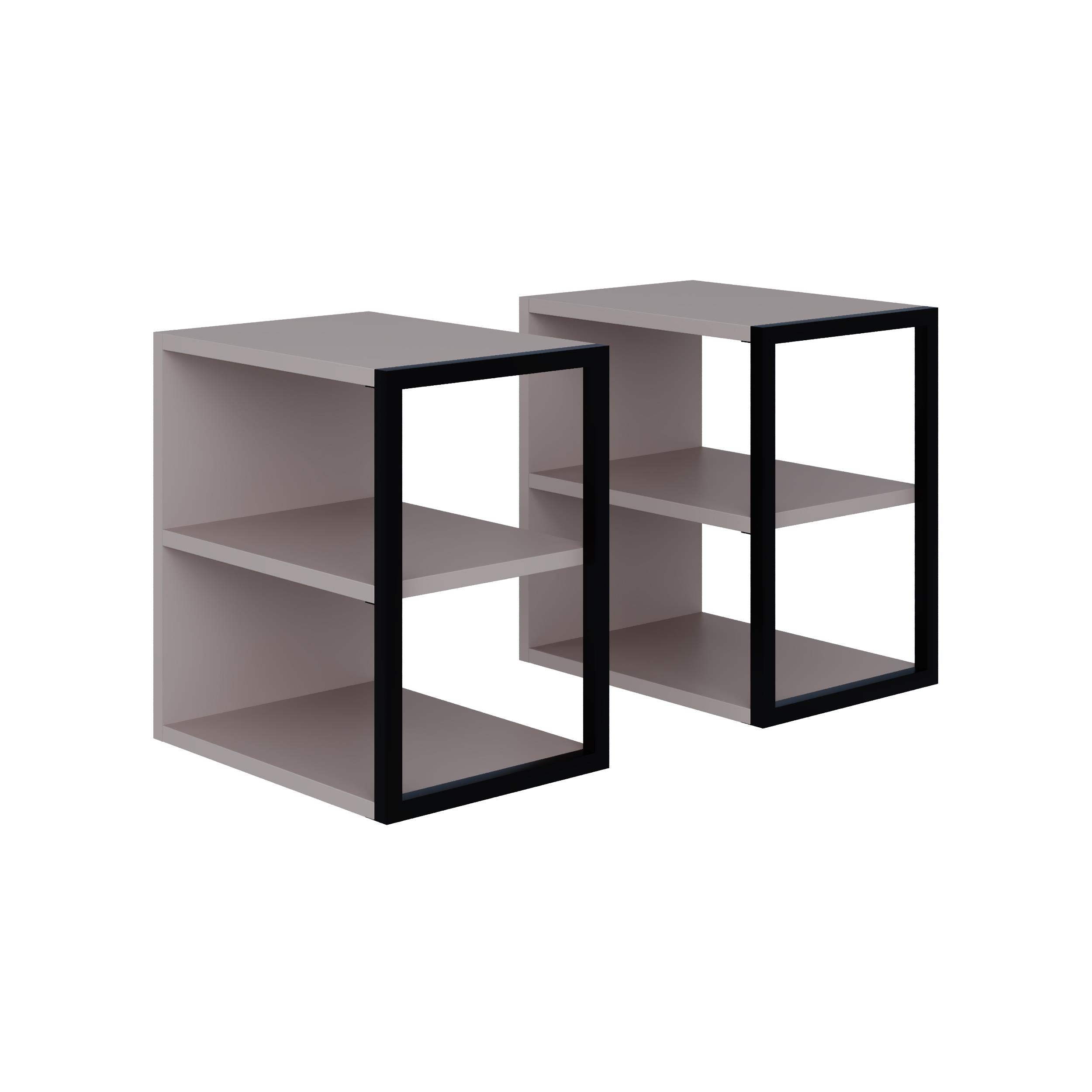 Side Table Double – Modern Sofa Side Table with Shelves