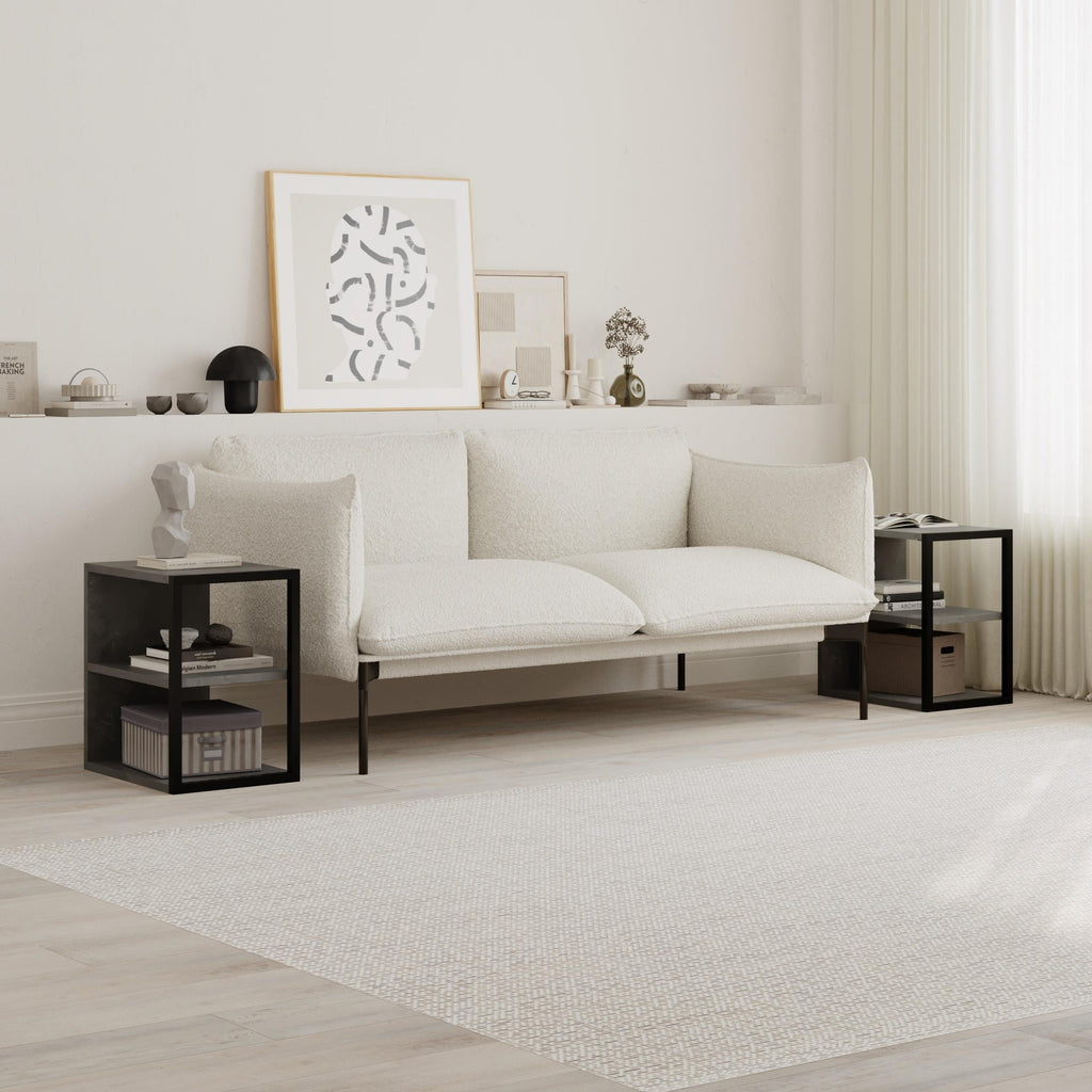 Side Table Double – Modern Sofa Side Table with Shelves