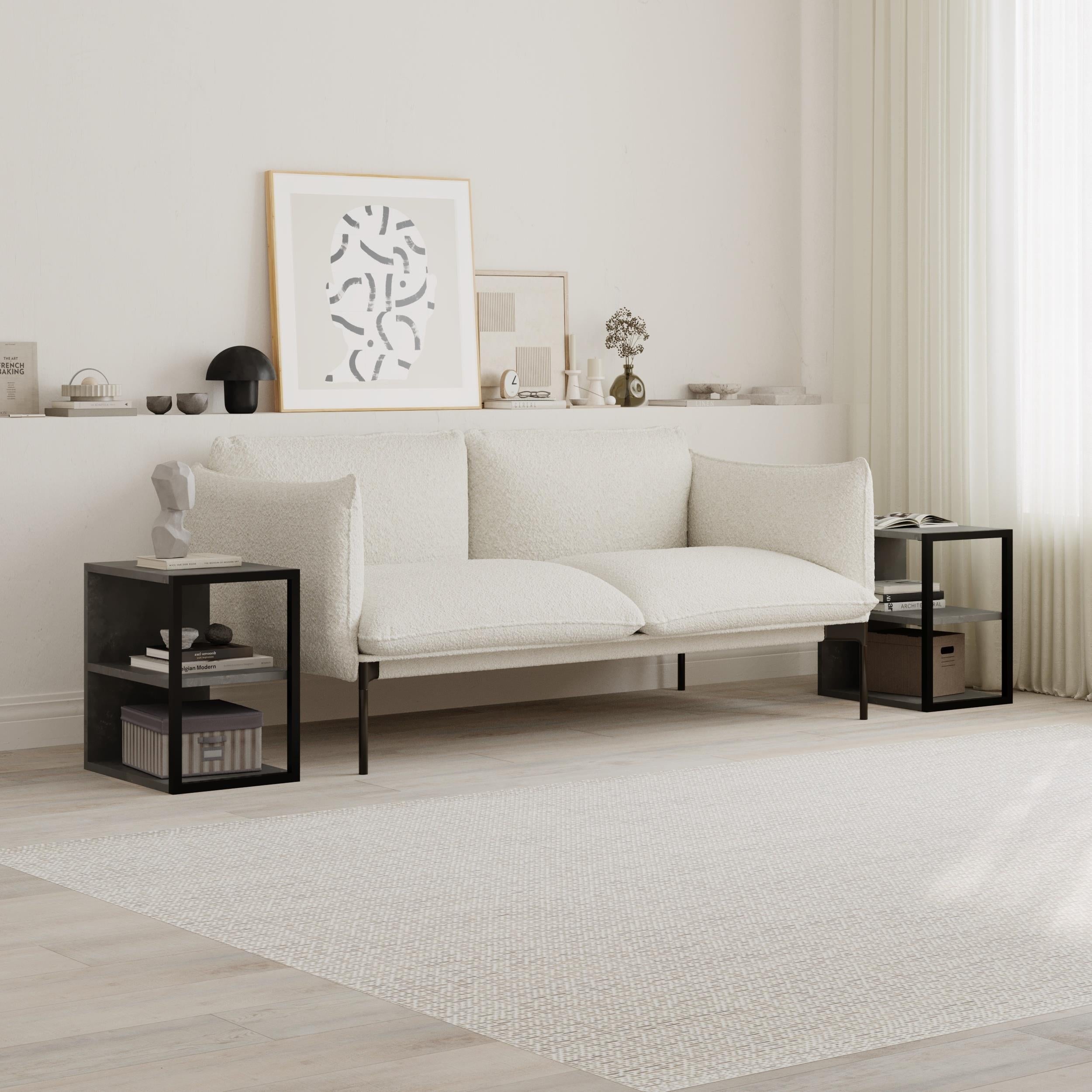 Side Table Double – Modern Sofa Side Table with Shelves
