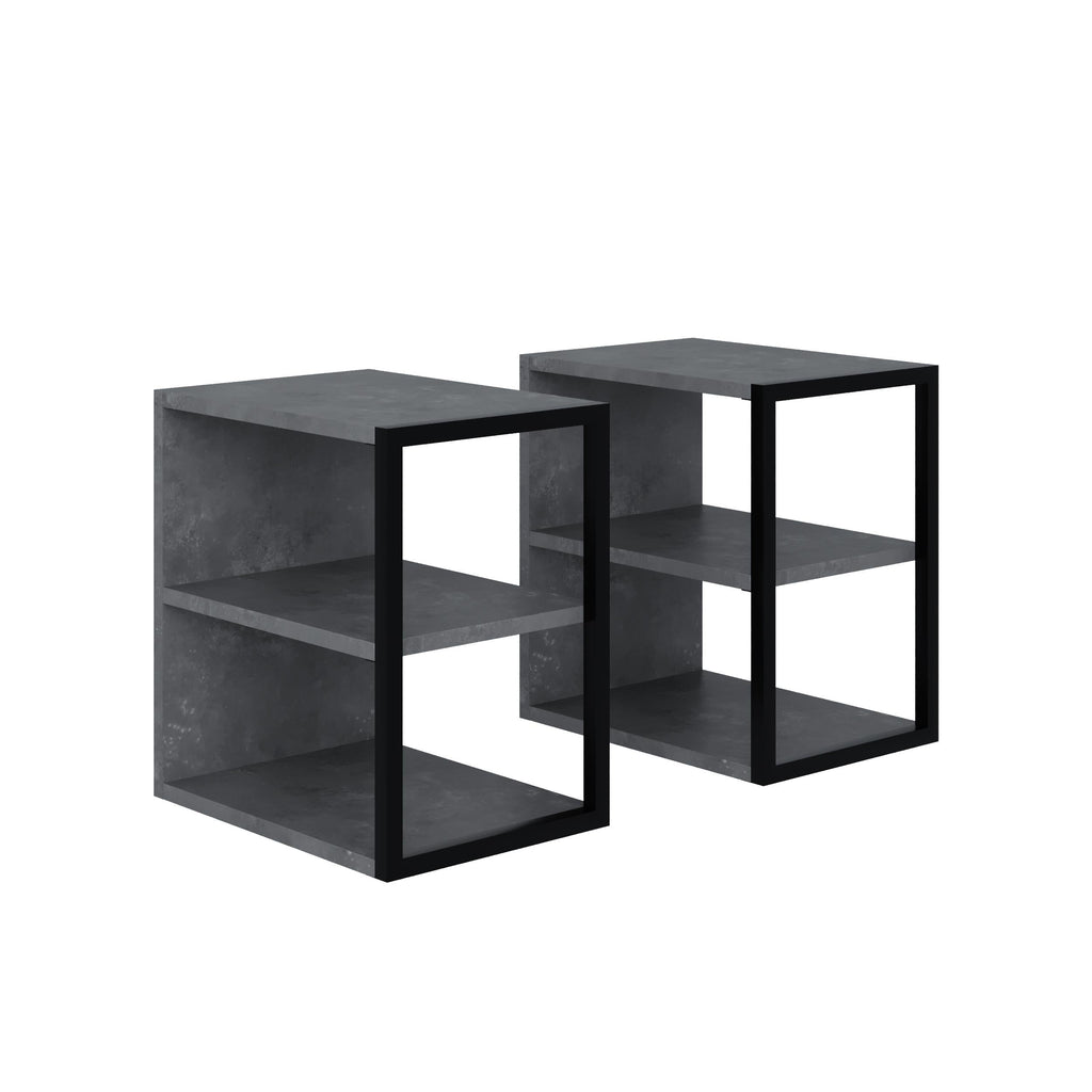Side Table Double – Modern Sofa Side Table with Shelves
