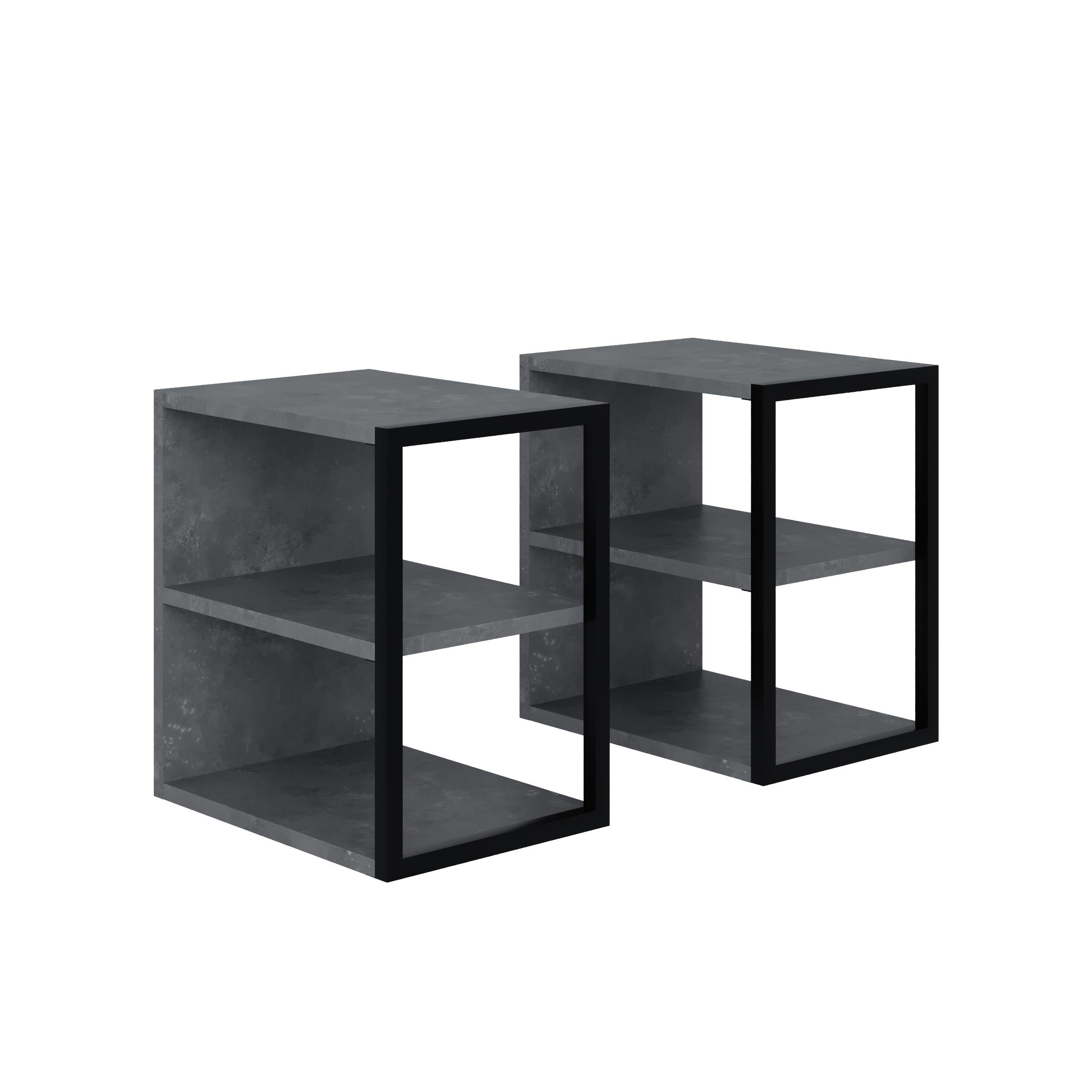 Side Table Double – Modern Sofa Side Table with Shelves