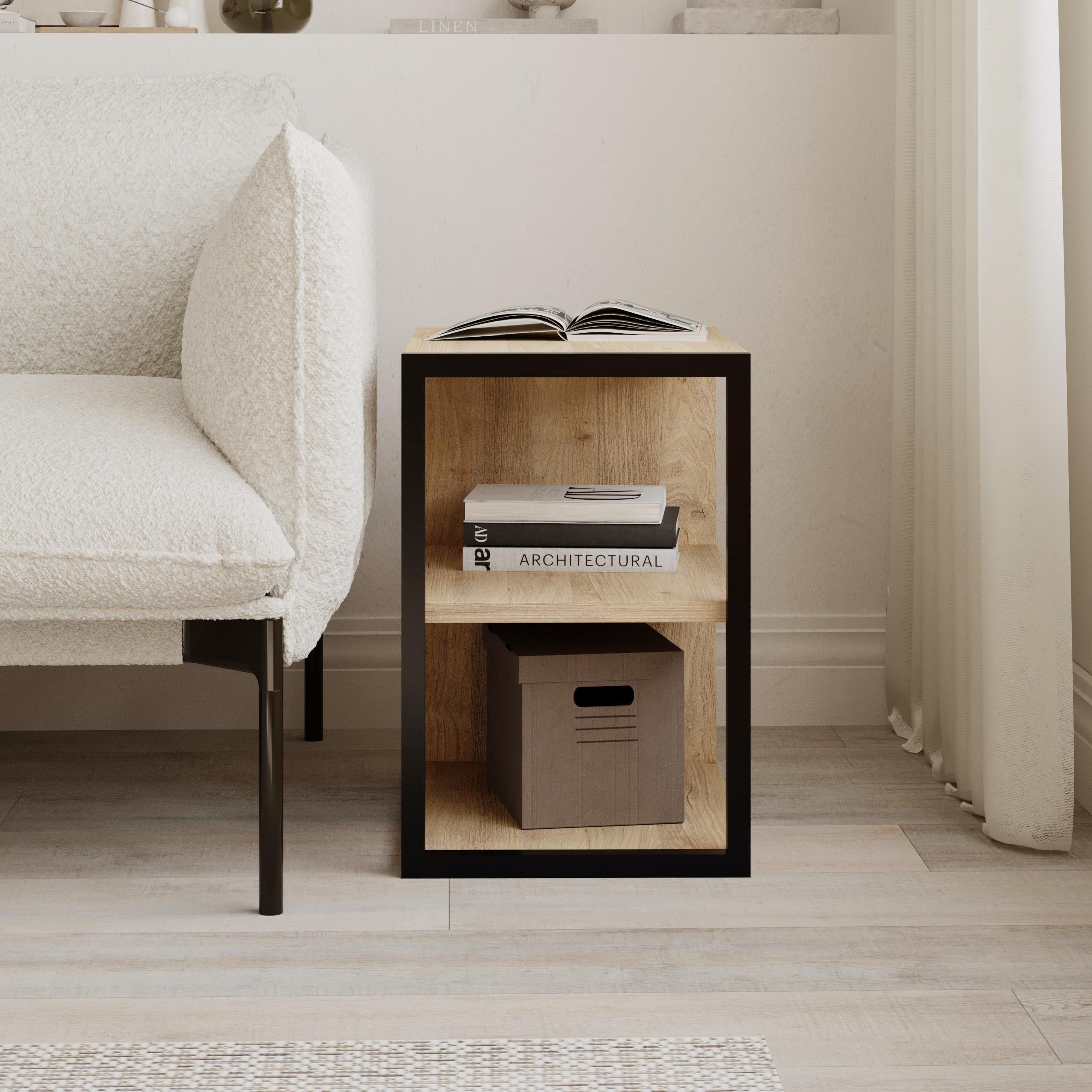 Table d'appoint simple – Table d'appoint moderne pour canapé avec étagères