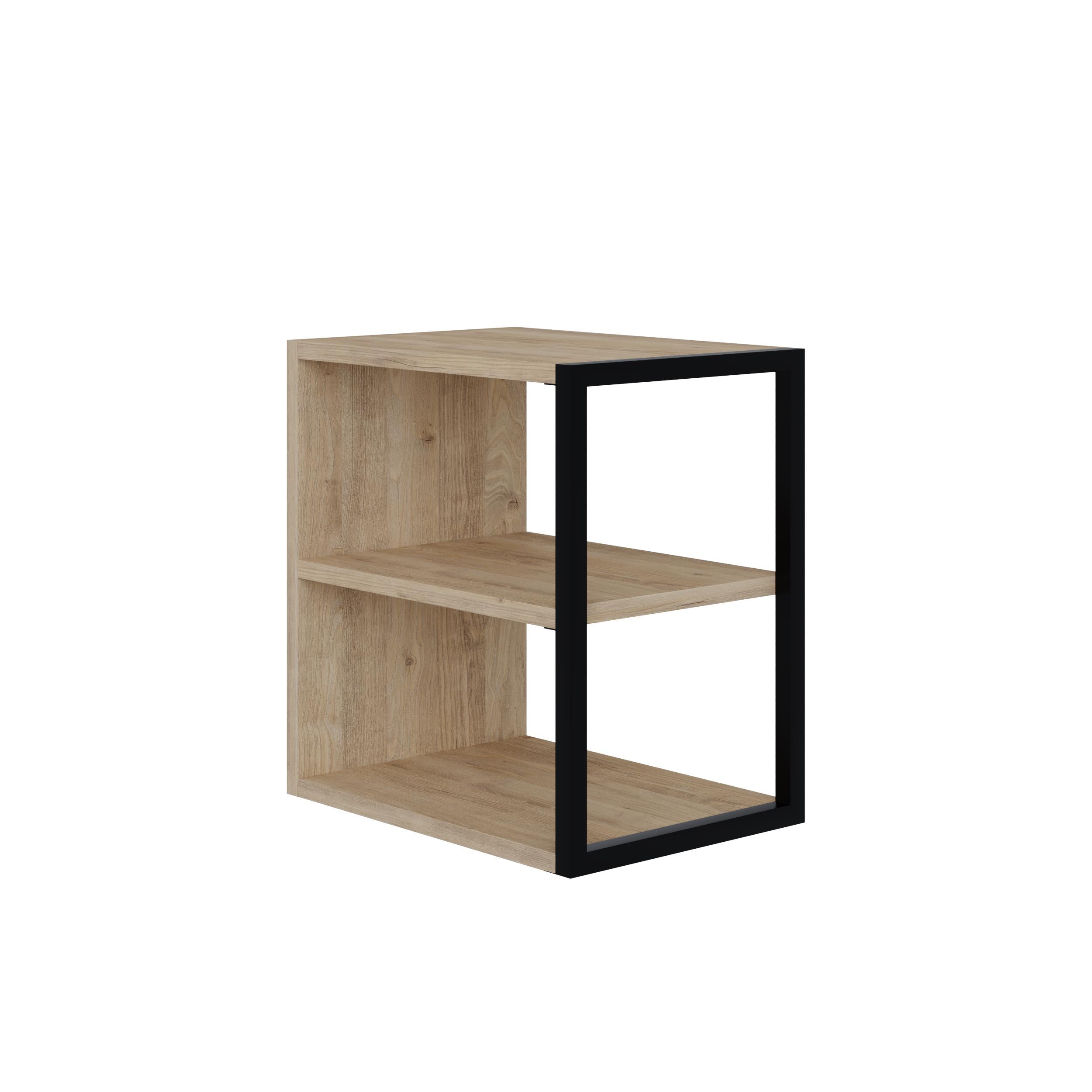 Side Table Single – Modern Sofa Side Table with Shelves