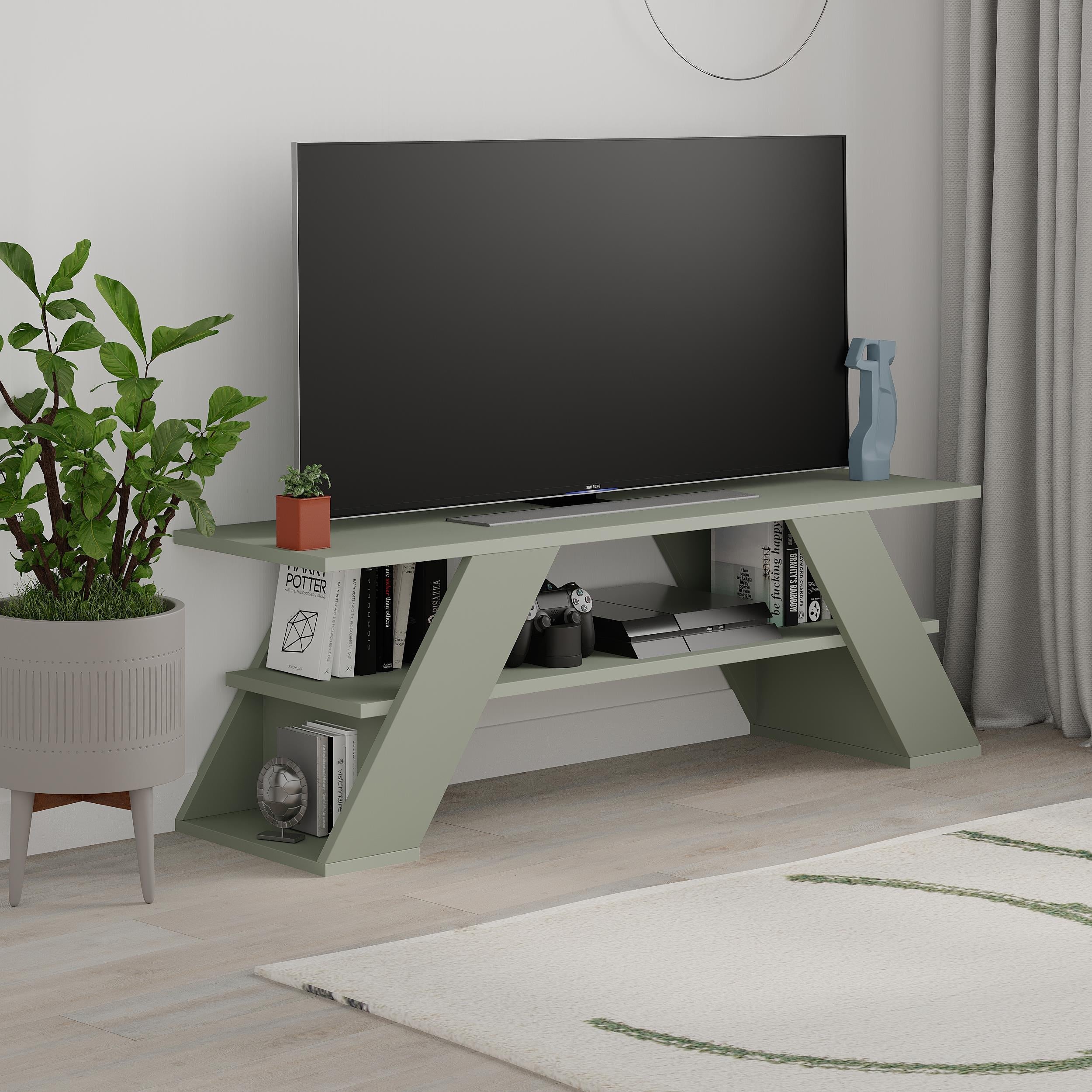 Modern TV Stand Multimedia Centre TV Unit With Shelves 120cm