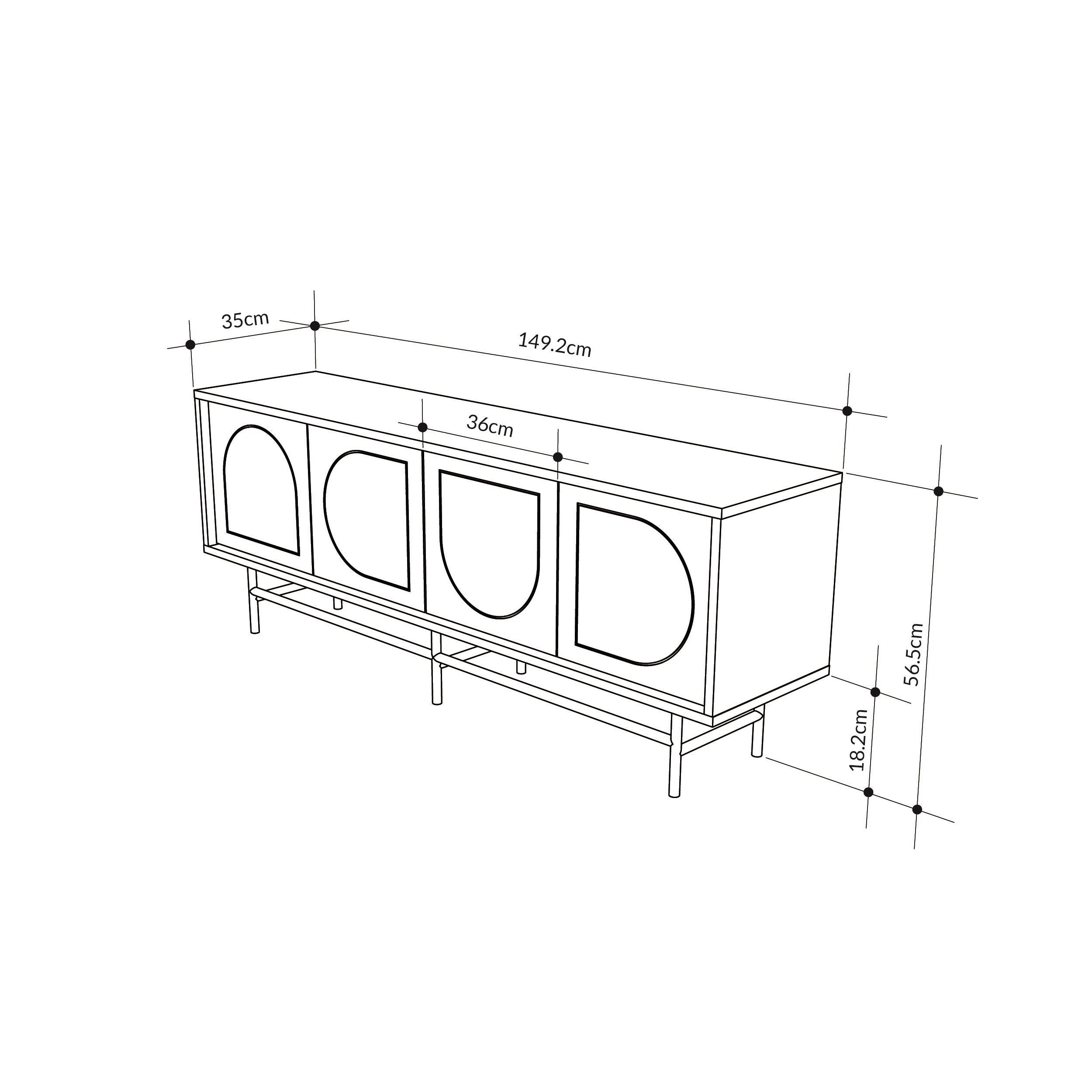 149 cm TV Stand – Oak & Moss Effect