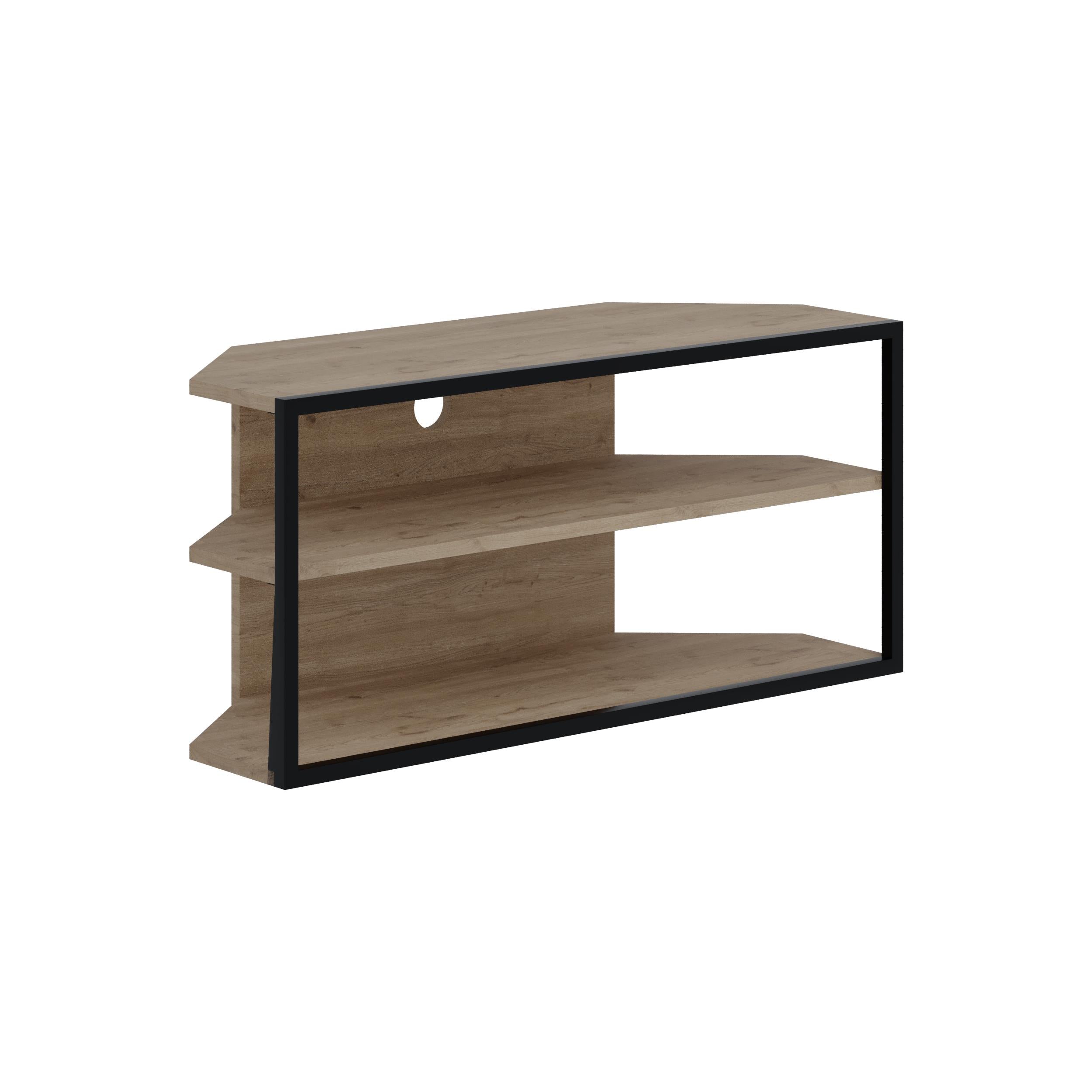 Corner TV Stand – Compact Corner Unit for TVs with Storage Shelves for Living Rooms or Flats