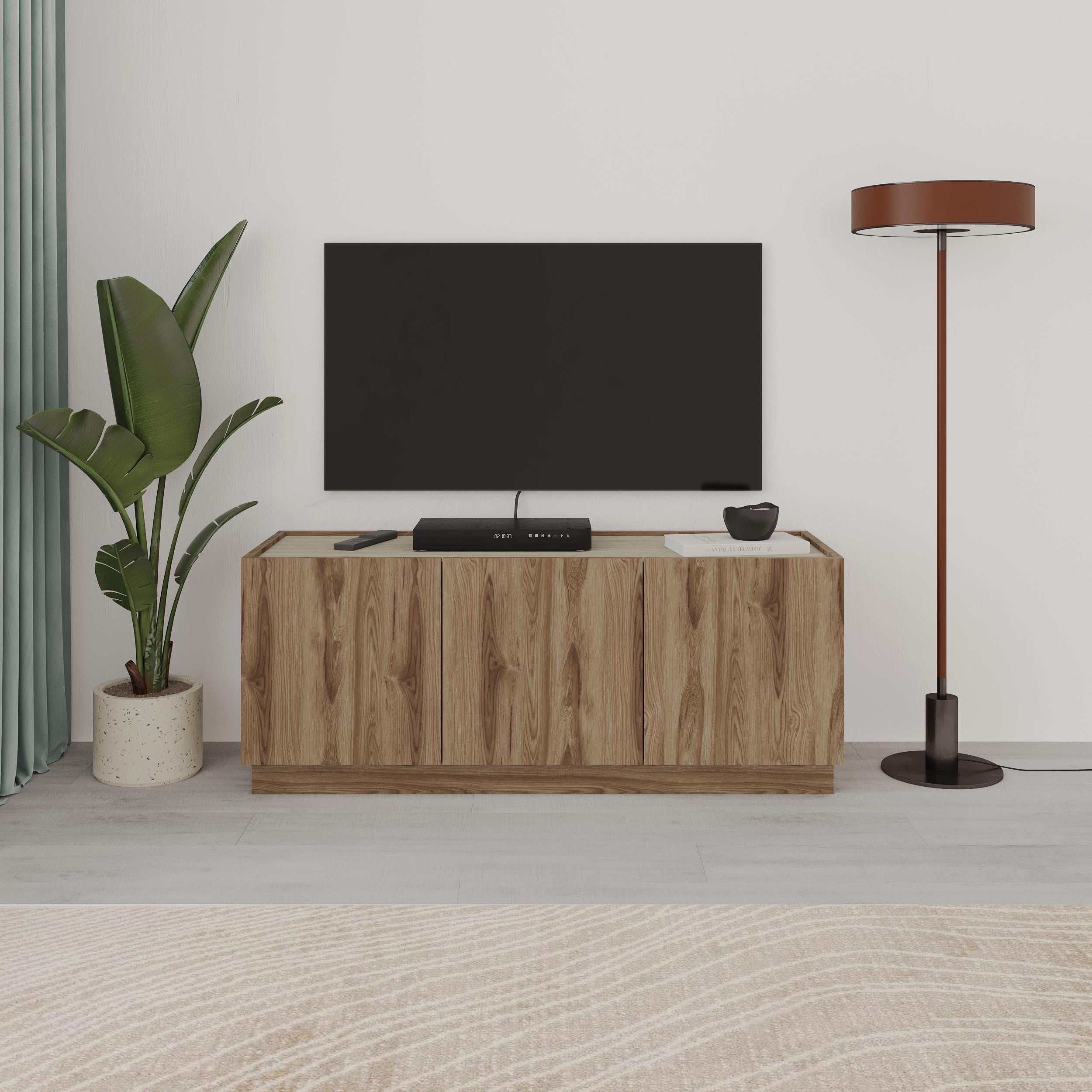 120cm TV Stand – Oak & Travertine Effect