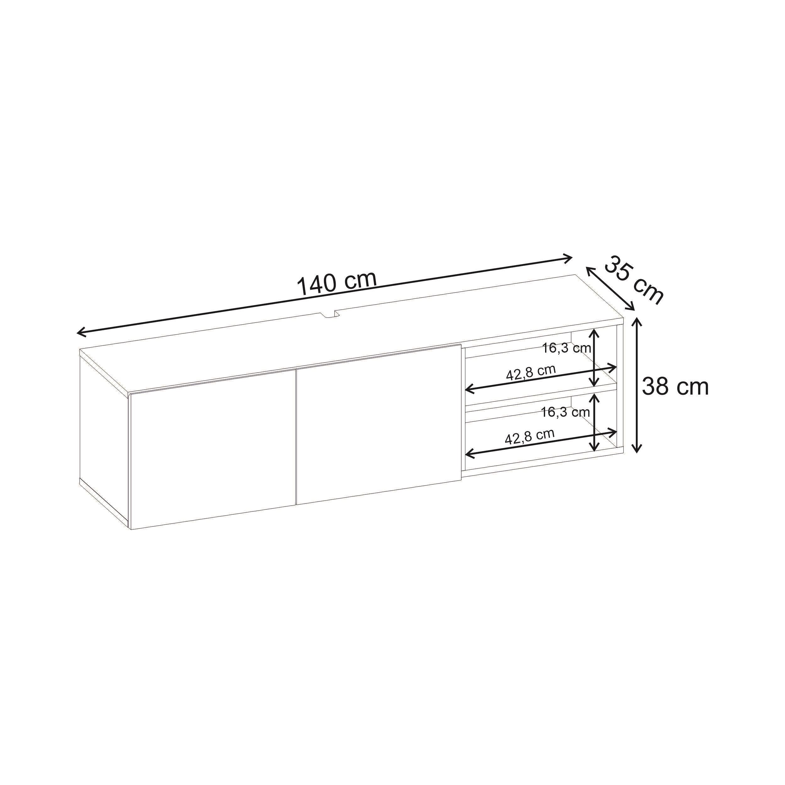 Conrad TV Unit – Up to 50 Inch TVs – Wall Mounted Entertainment Centre