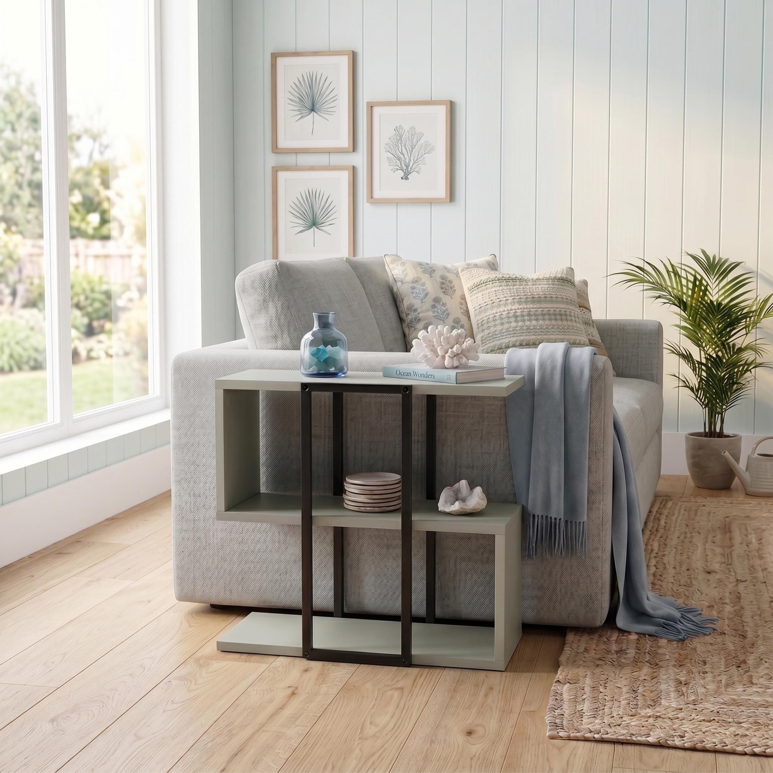 Stepped Side Table with Open Shelves – Living Room End Table