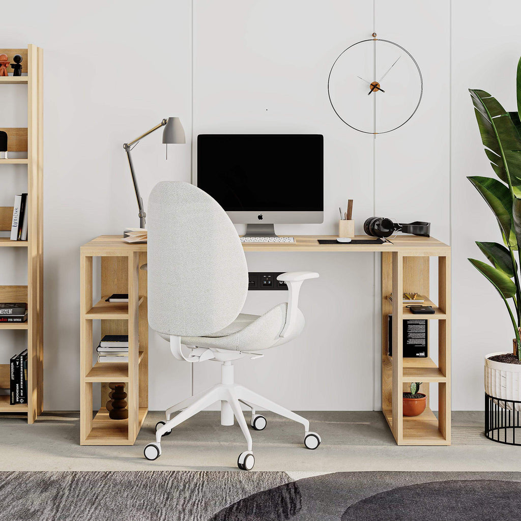 Colmar Modern Desk With Bookshelf Legs Width 140cm