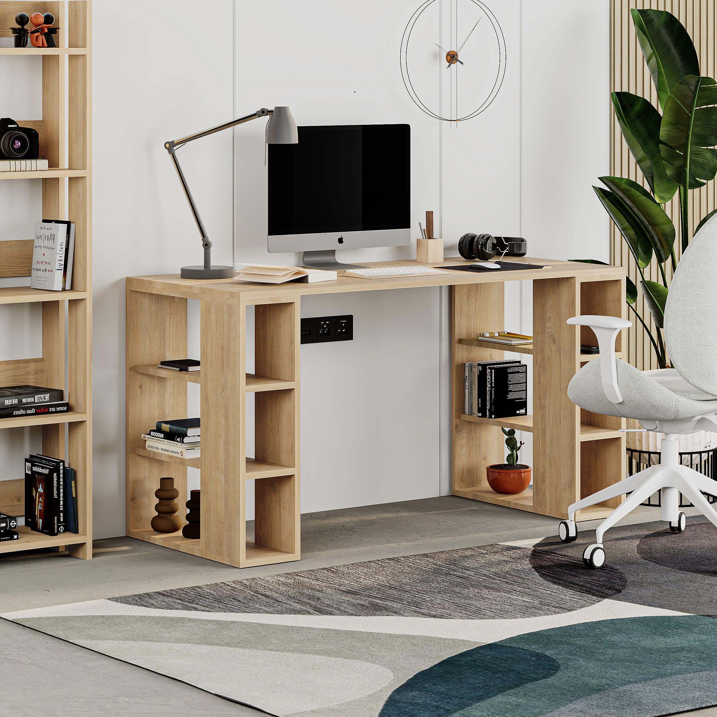 Colmar Modern Desk With Bookshelf Legs Width 140cm