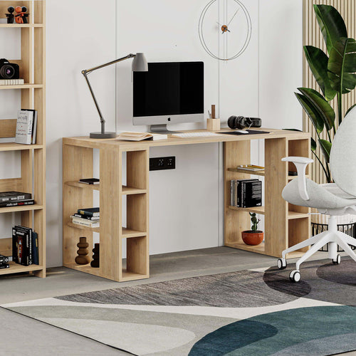 Colmar Modern Desk With Bookshelf Legs Width 140cm