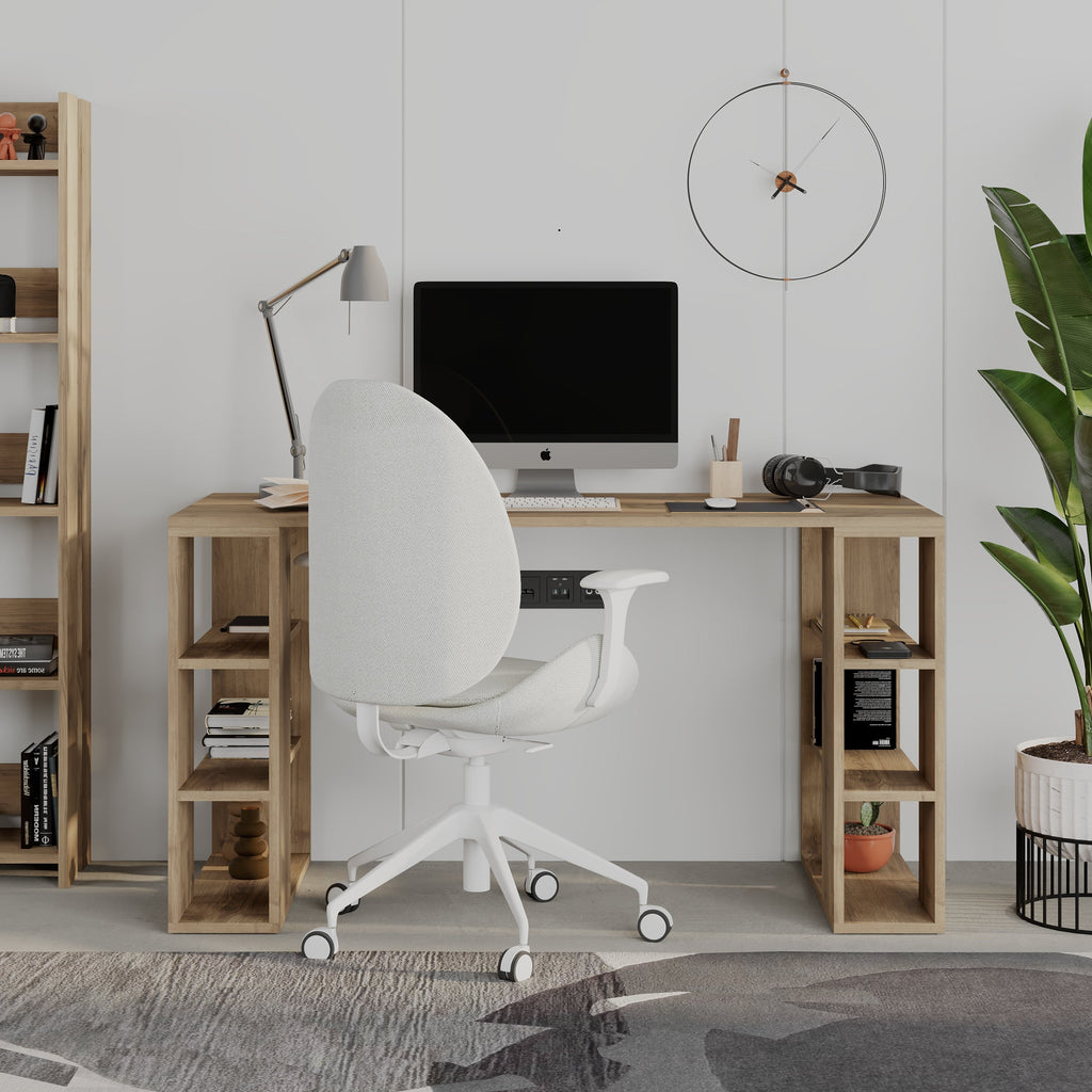 Colmar Modern Desk With Bookshelf Legs Width 140cm
