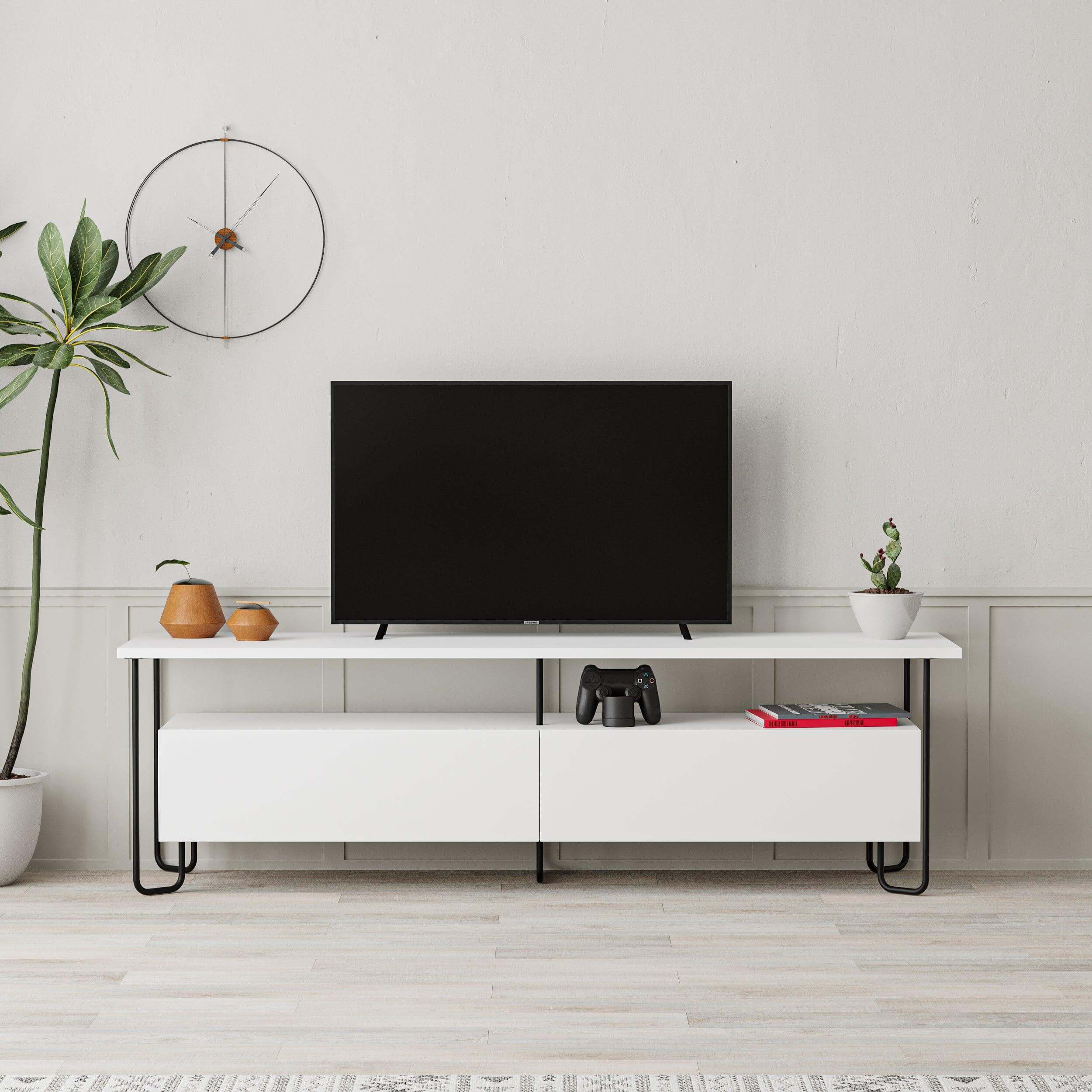Modern Tv Unit With Storage Cabinet 150cm