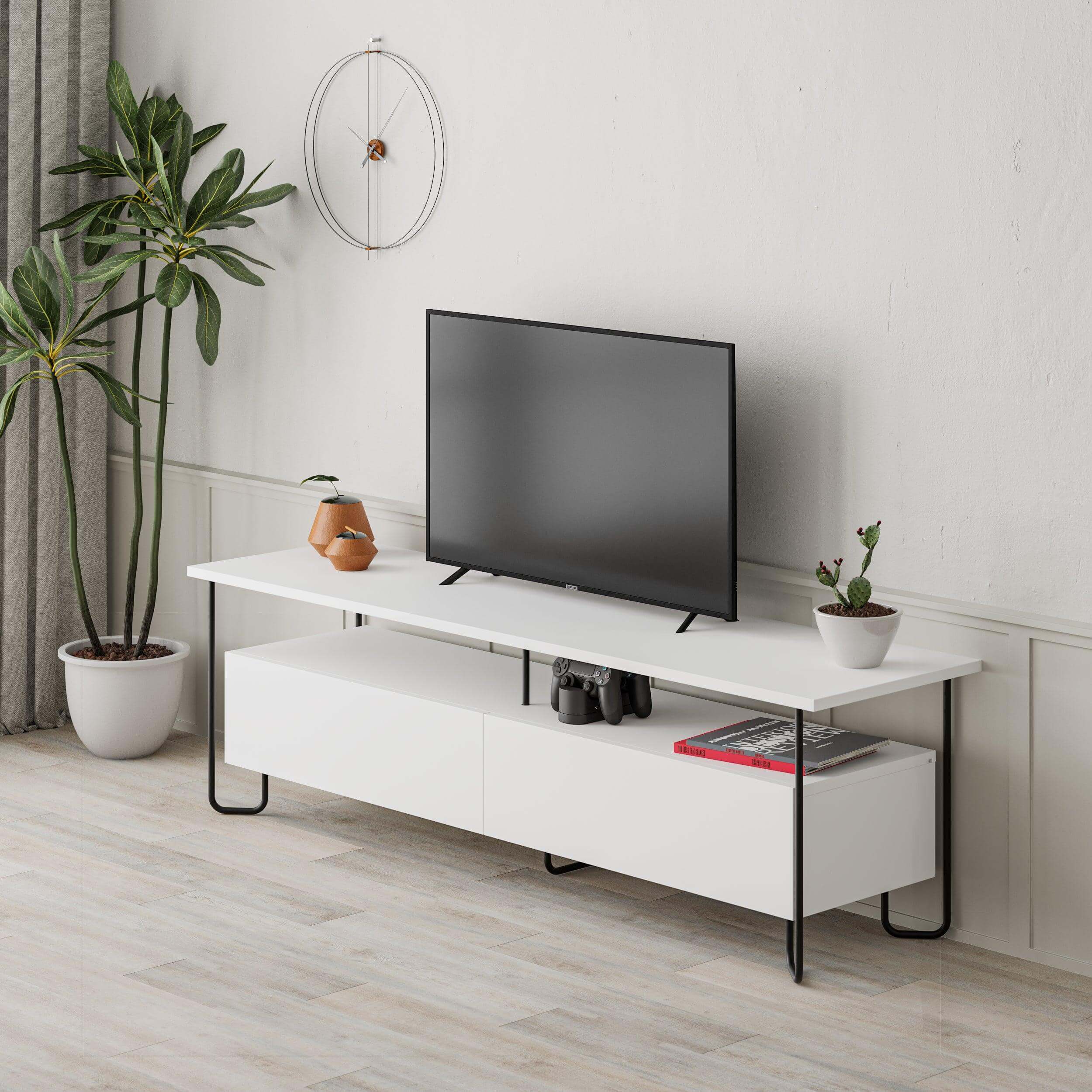 Modern Tv Unit With Storage Cabinet 150cm