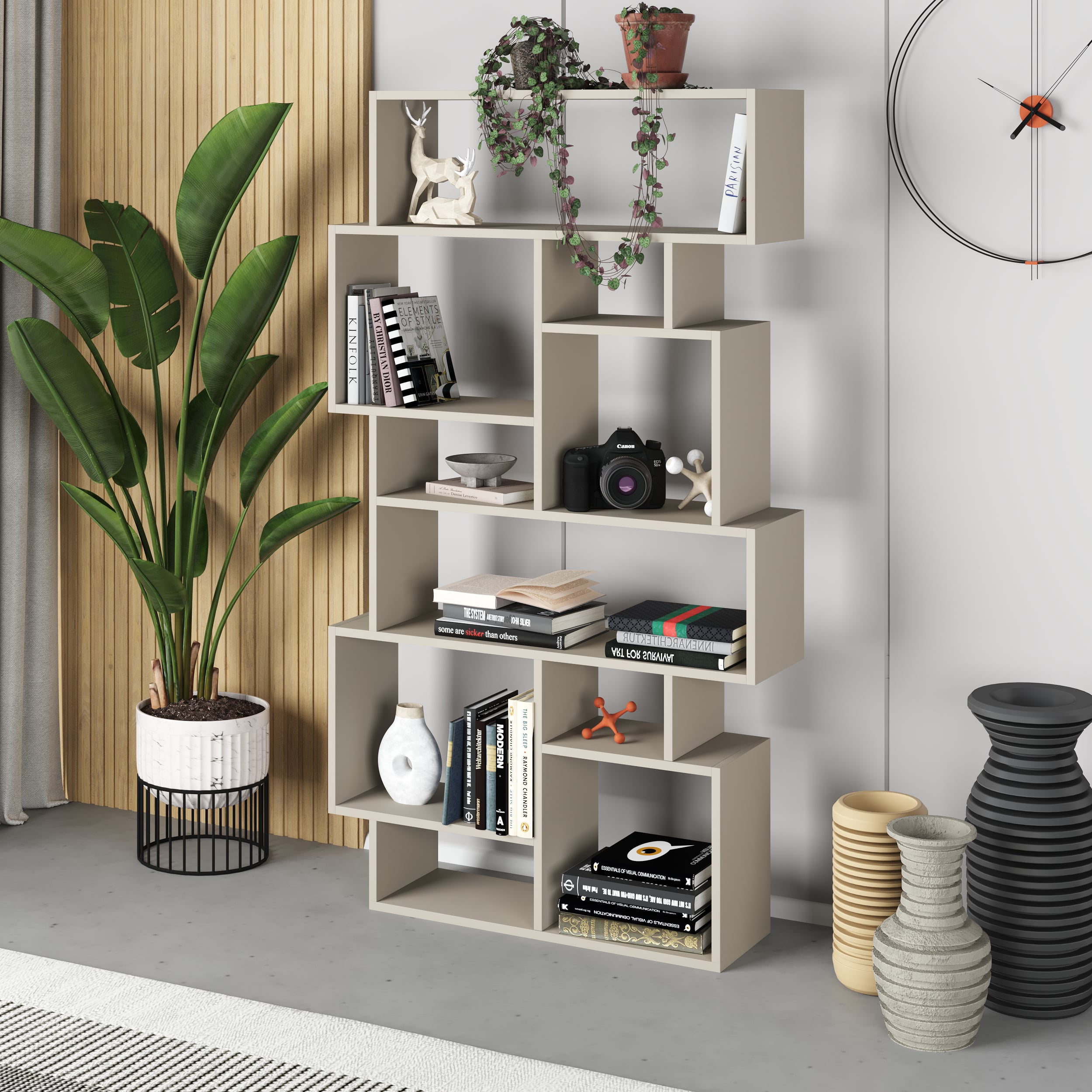 Modern Bookcase Display Unit Tall 168.5cm