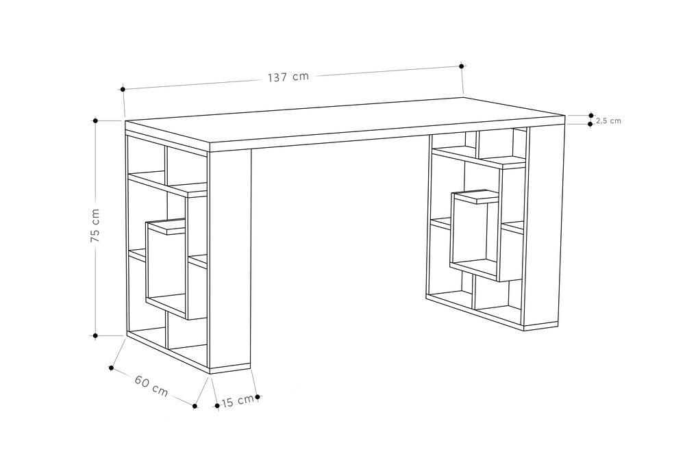 Modern Desk With Bookshelf Legs Width 137cm