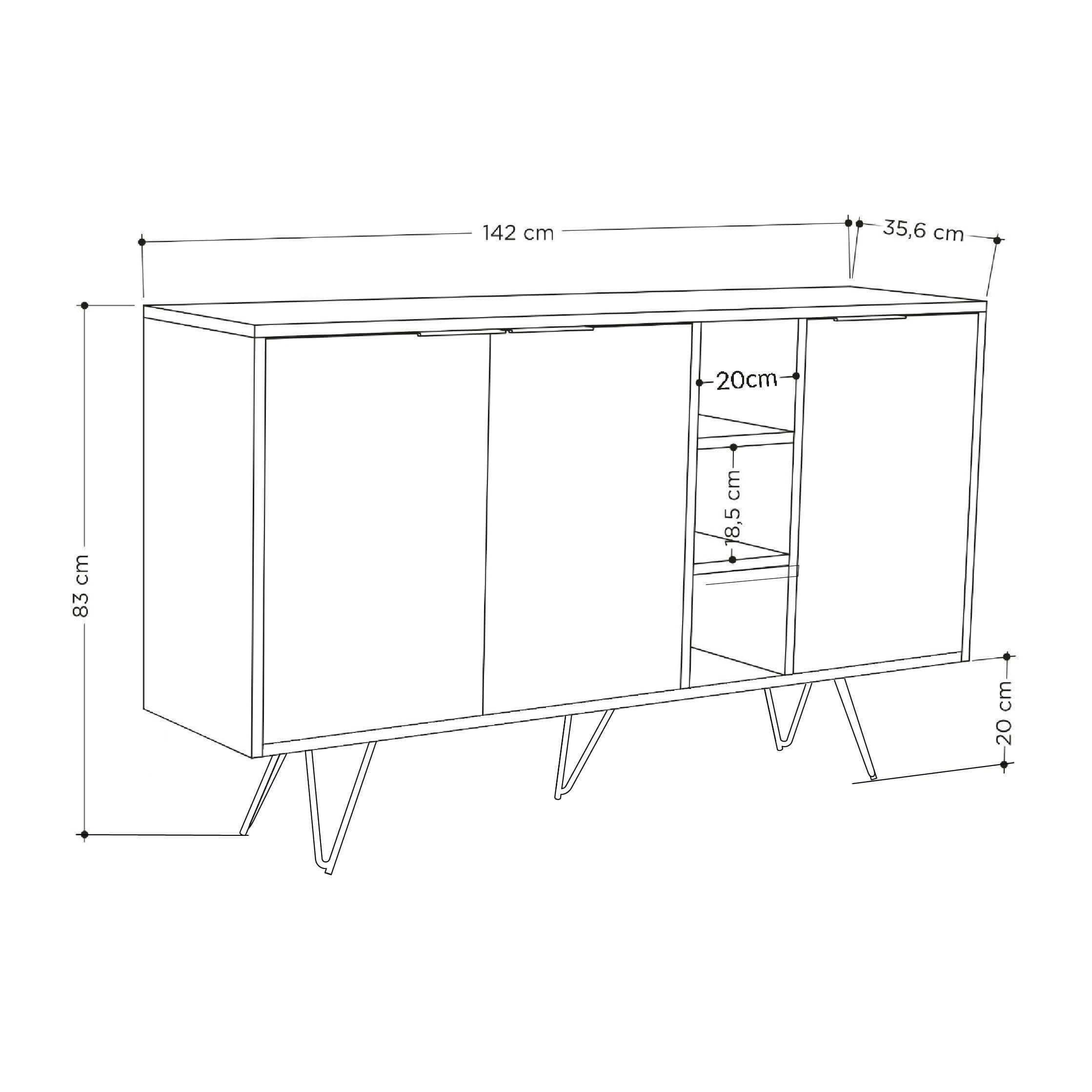 Clara Console Modern Sideboard Display - 142cm