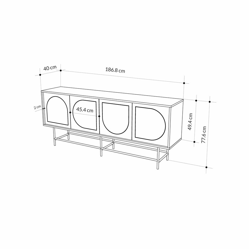 Modern Sideboard Console Unit - Silky Black and Oak