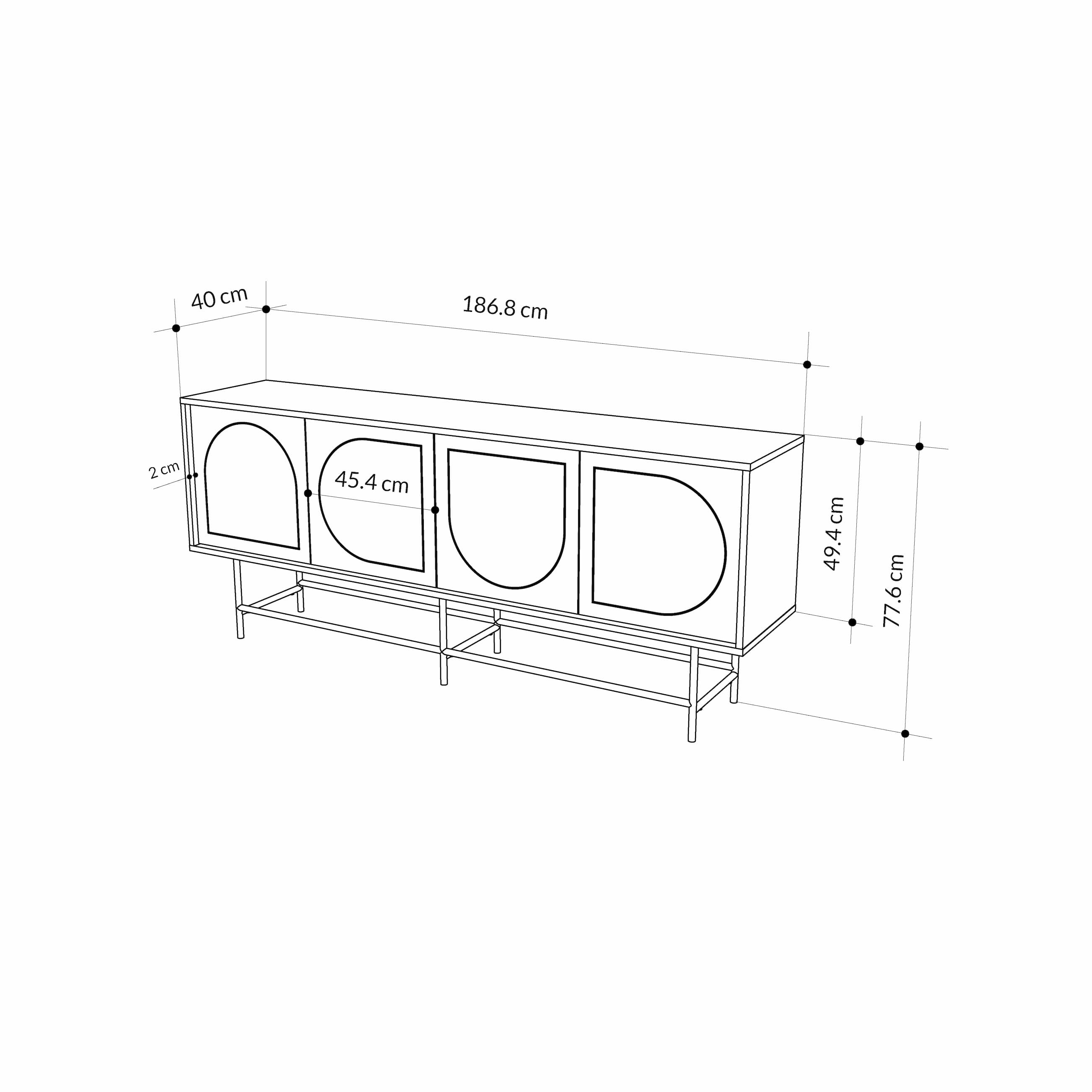 Modern Sideboard Console Unit - Silky Black and Oak