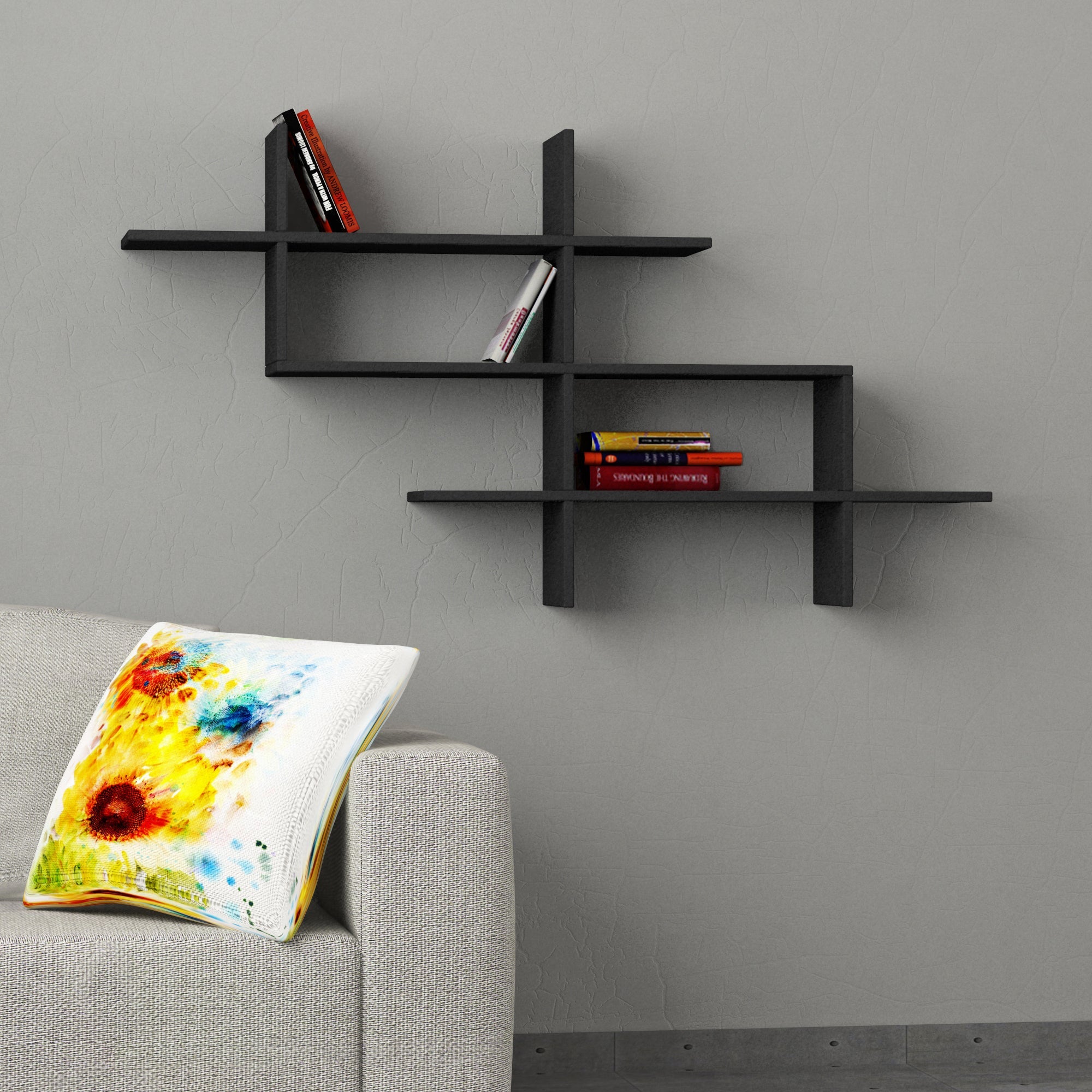 Wall Mounted Modern Bookcase Display Unit W 150cm