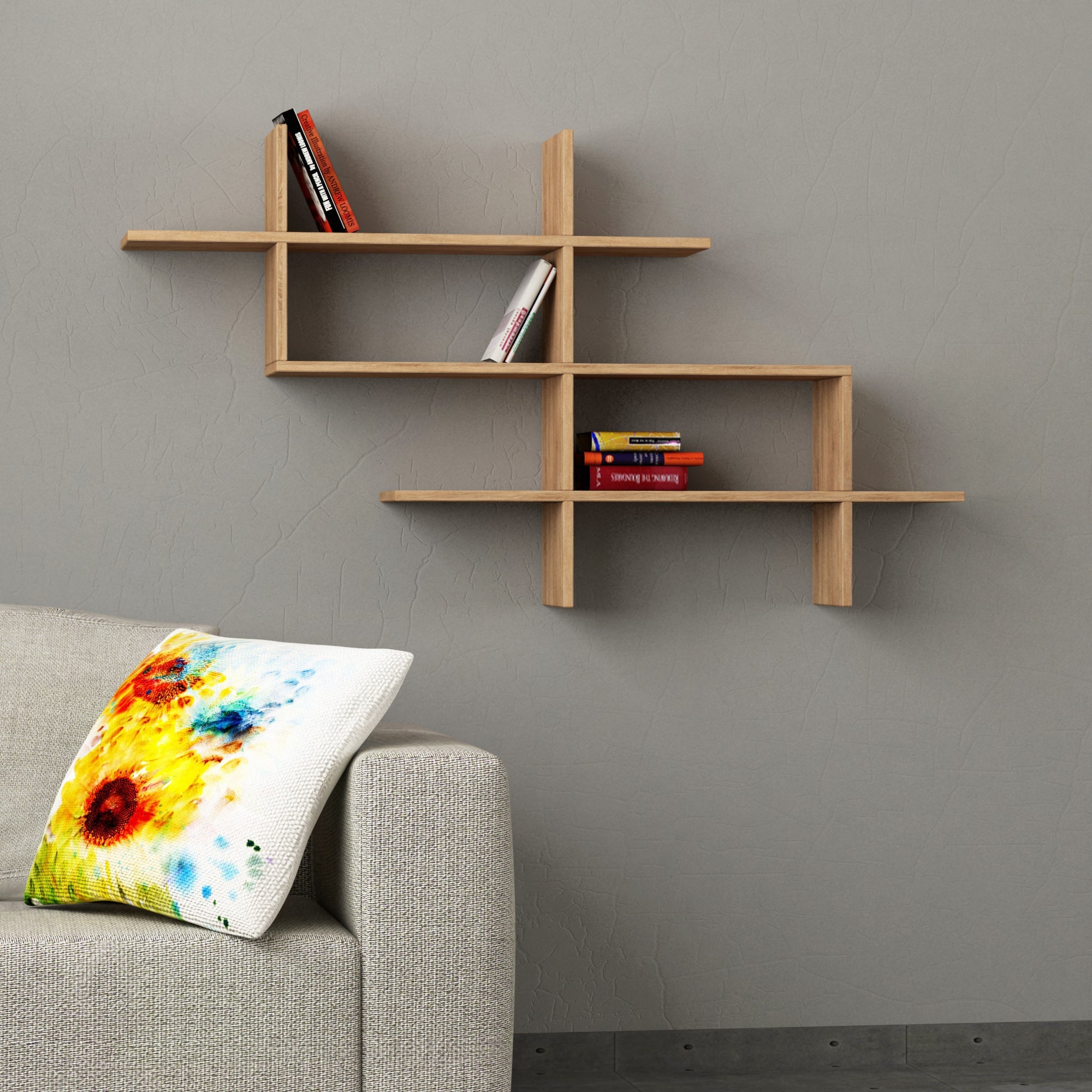 Wall Mounted Modern Bookcase Display Unit W 150cm