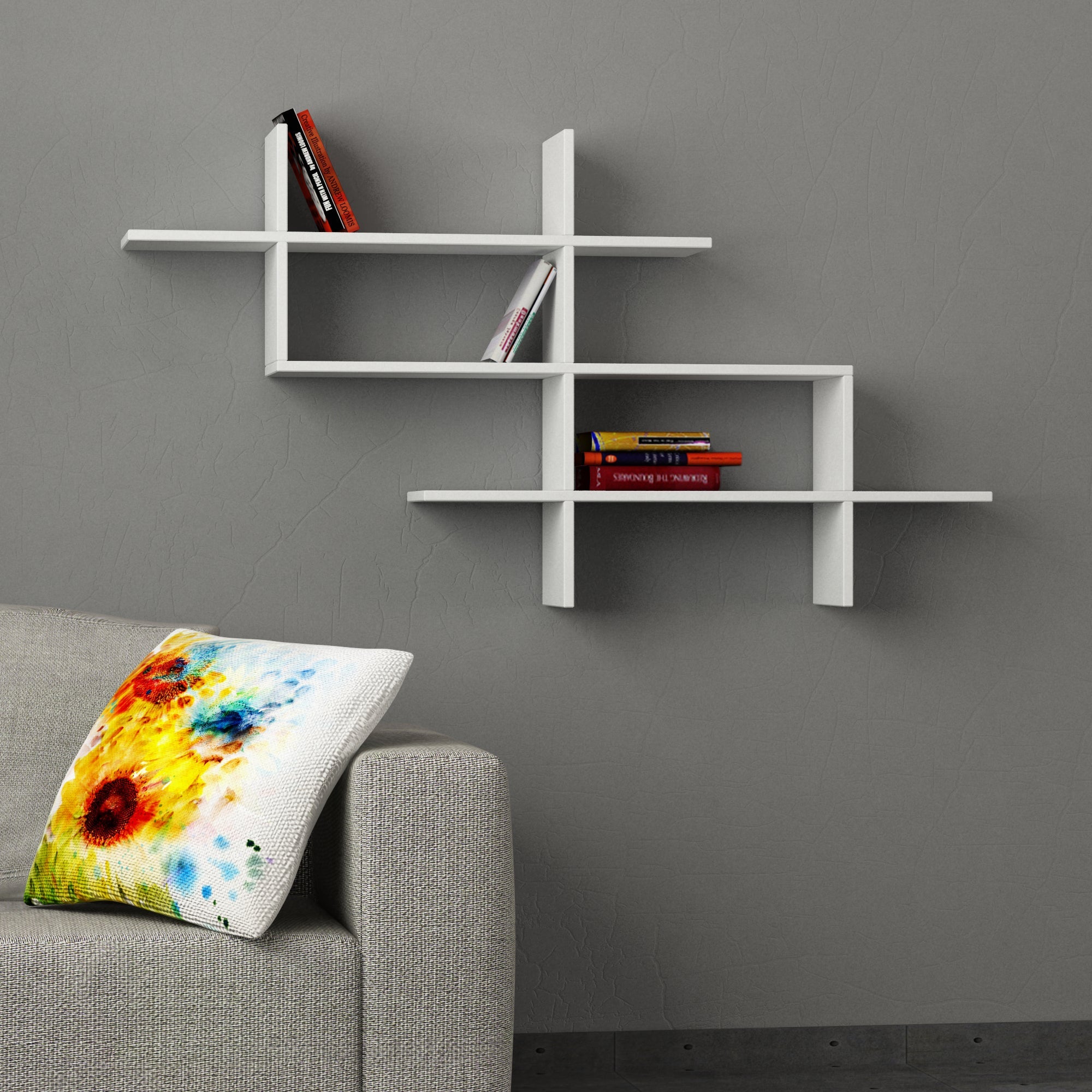 Wall Mounted Modern Bookcase Display Unit W 150cm