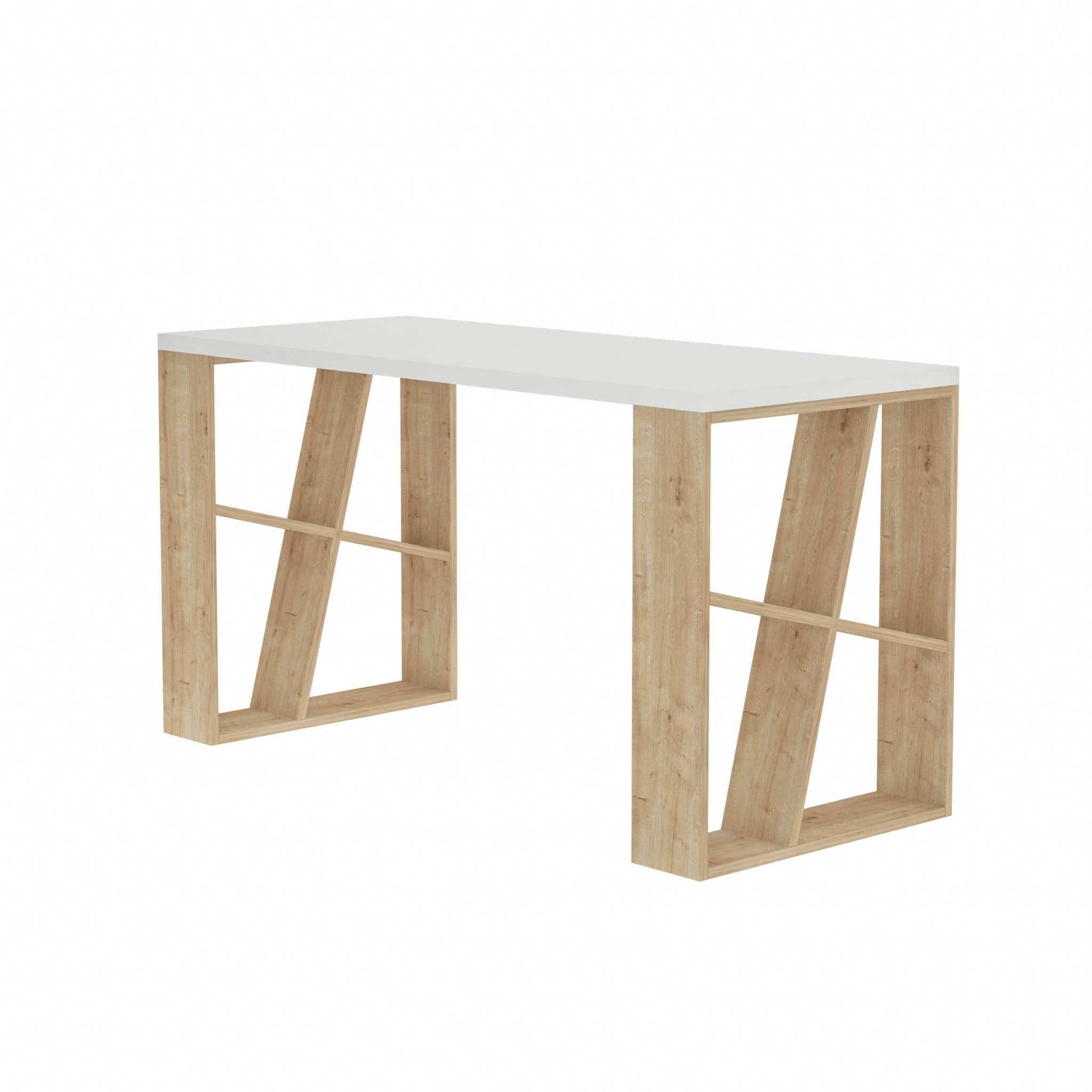 Honey Modern Desk With Bookshelf Legs Width 137cm