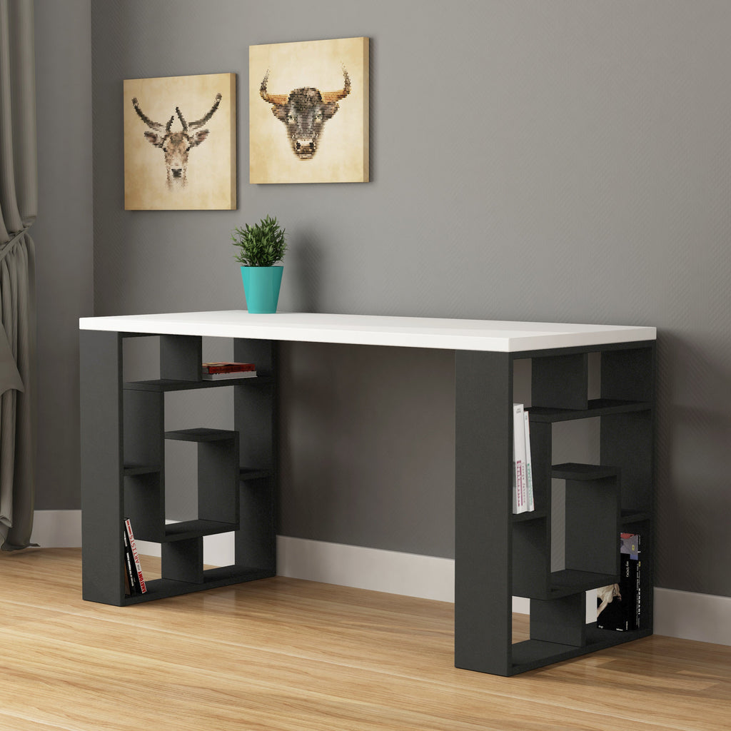Modern Desk With Bookshelf Legs Width 137cm